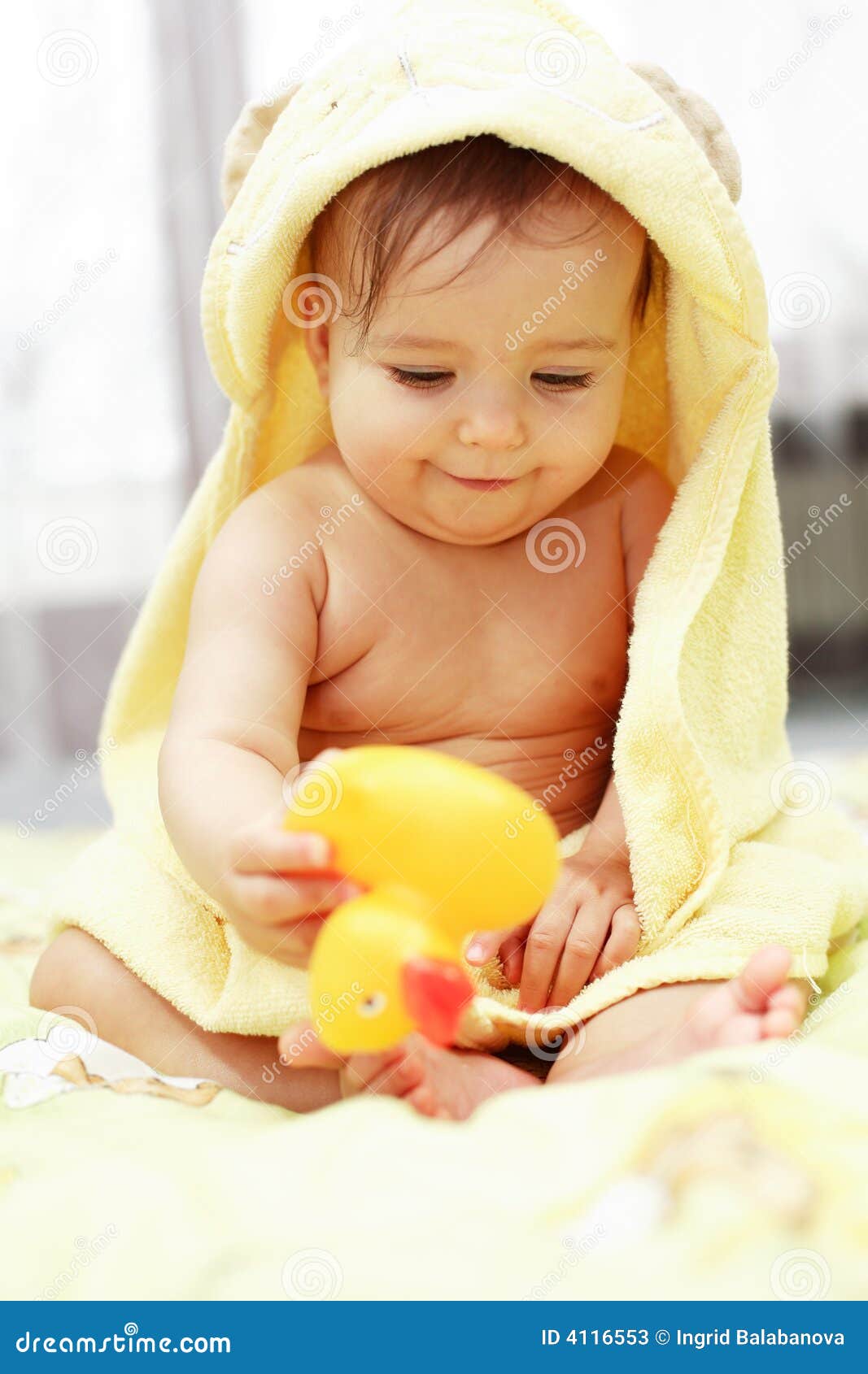Cute baby after bath stock image. Image of children, baby - 4116553