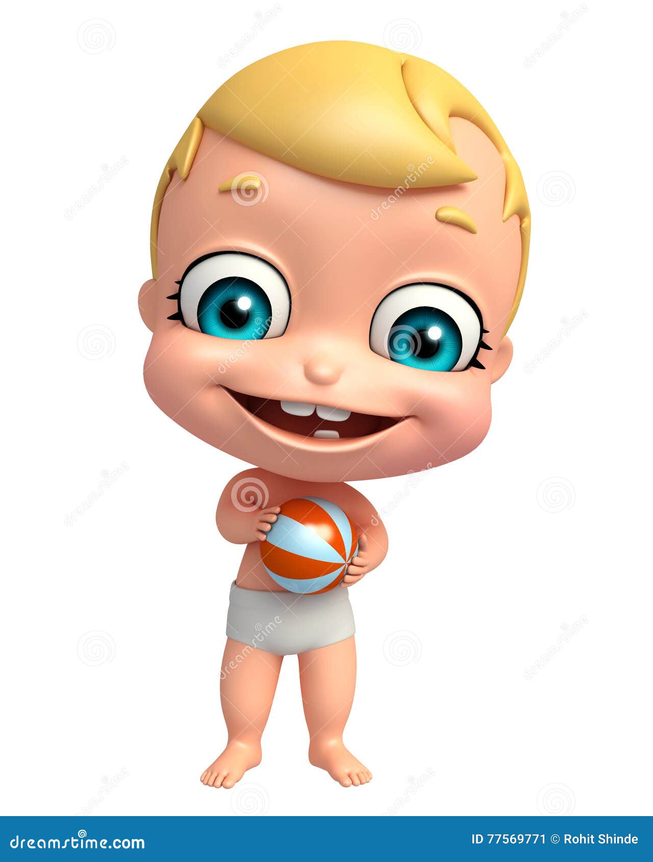Cute baby with Big ball stock illustration. Illustration of isolated
