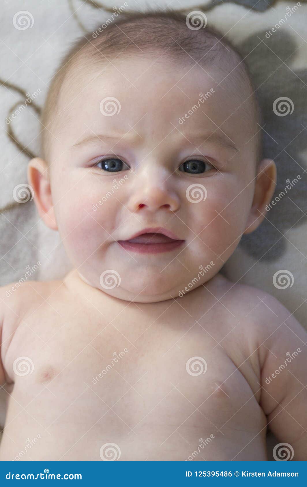 Cute Baby Blue Eyed Boy Frowning Stock Photo Image Of