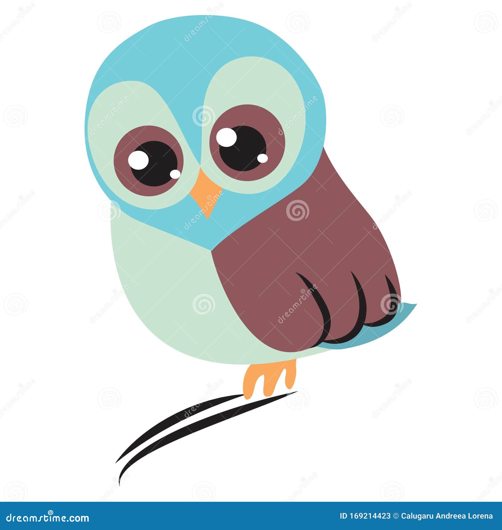 Cute Baby Blue Owl with Big Eyes Stock Vector - Illustration of birth,  educational: 169214423