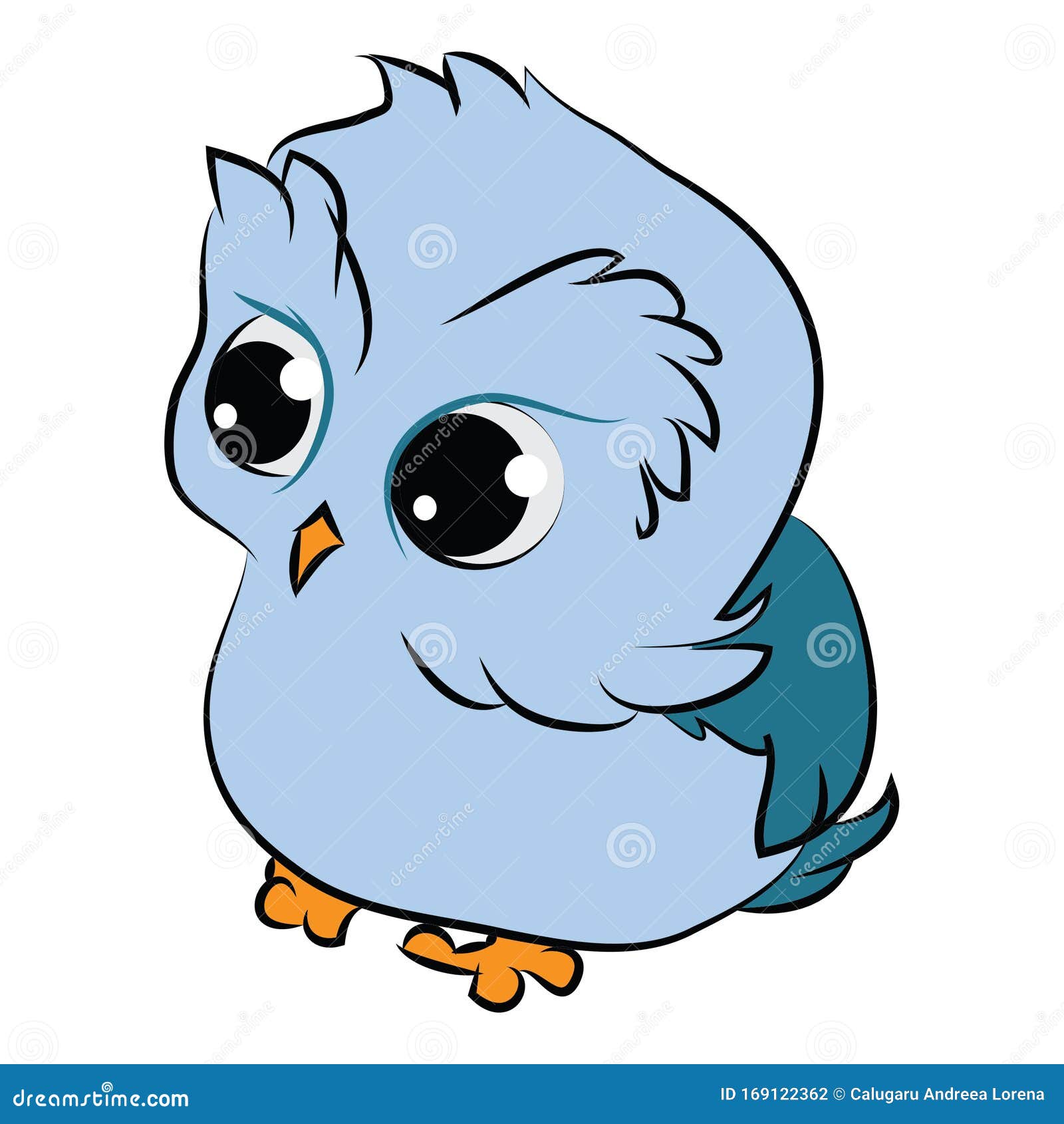 Cute Baby Blue Owl Cartoon Vector Illustration Stock Vector - Illustration  of cute, decorative: 169122362