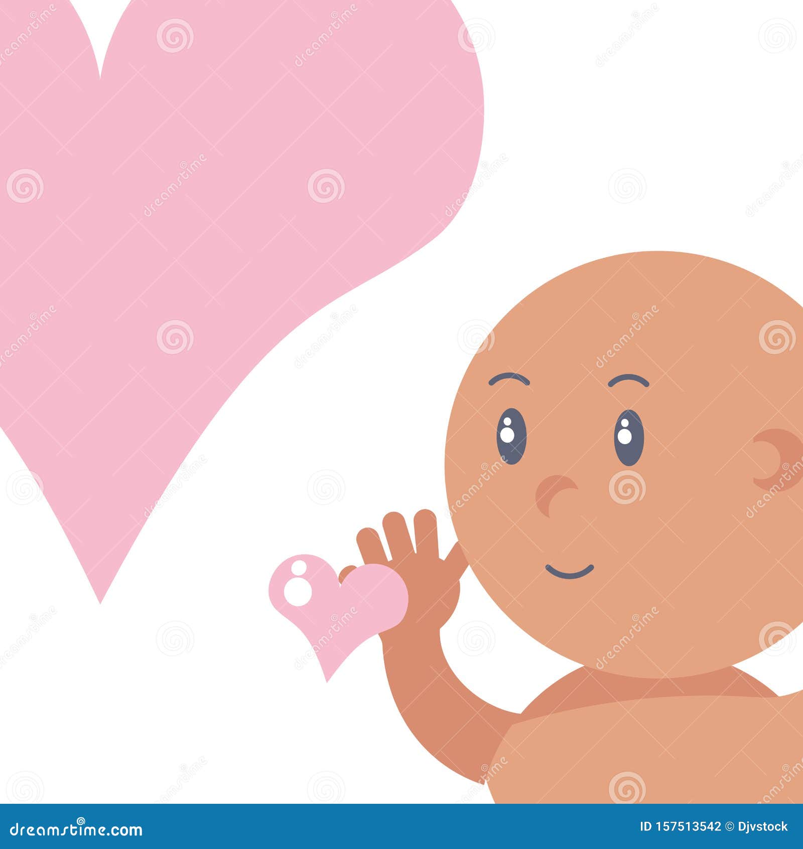 Cute Baby Boy and Hearts Love Stock Illustration Illustration of