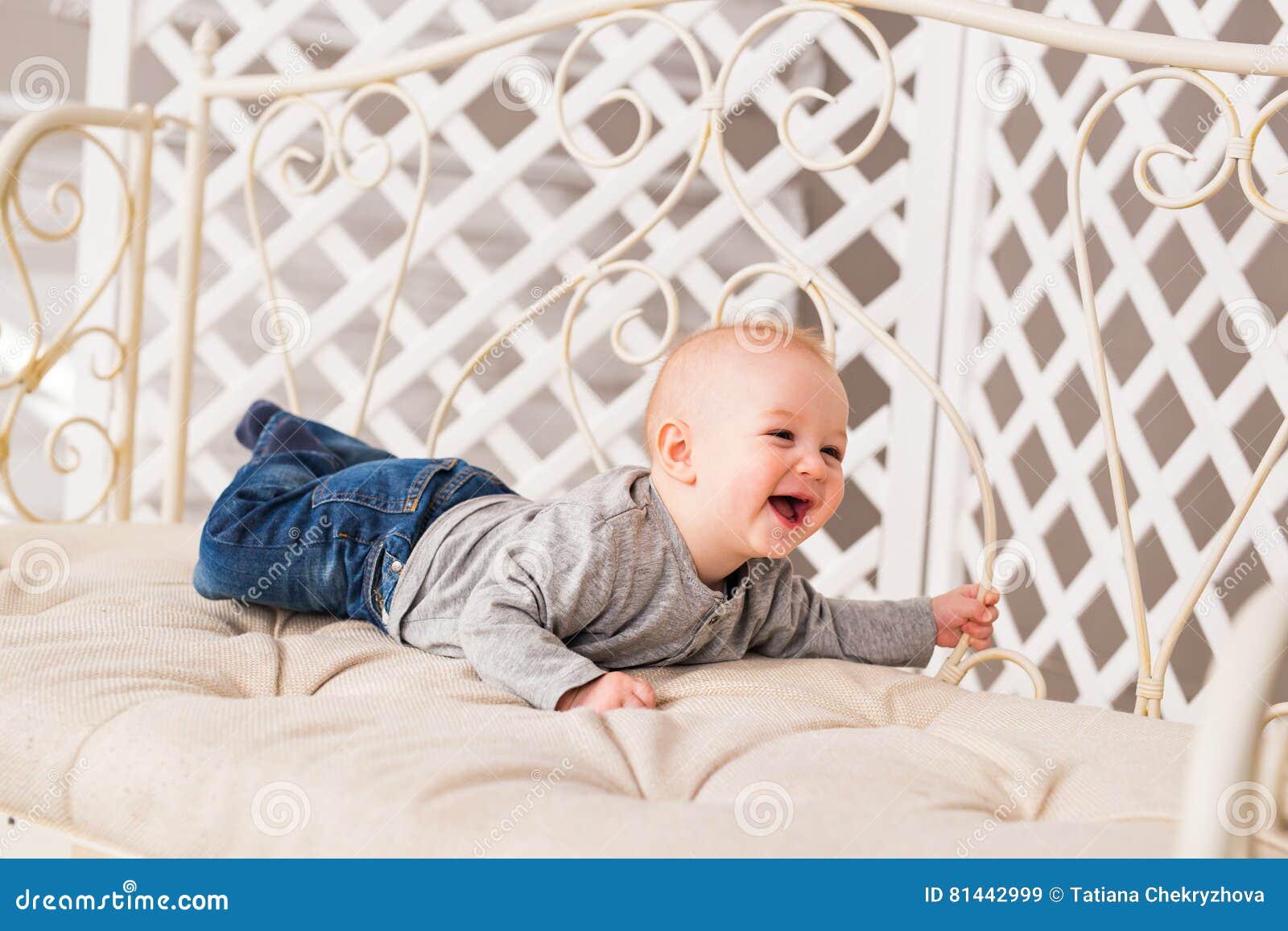 Cute baby boy laughing stock image. Image of funny, laughter 81442999