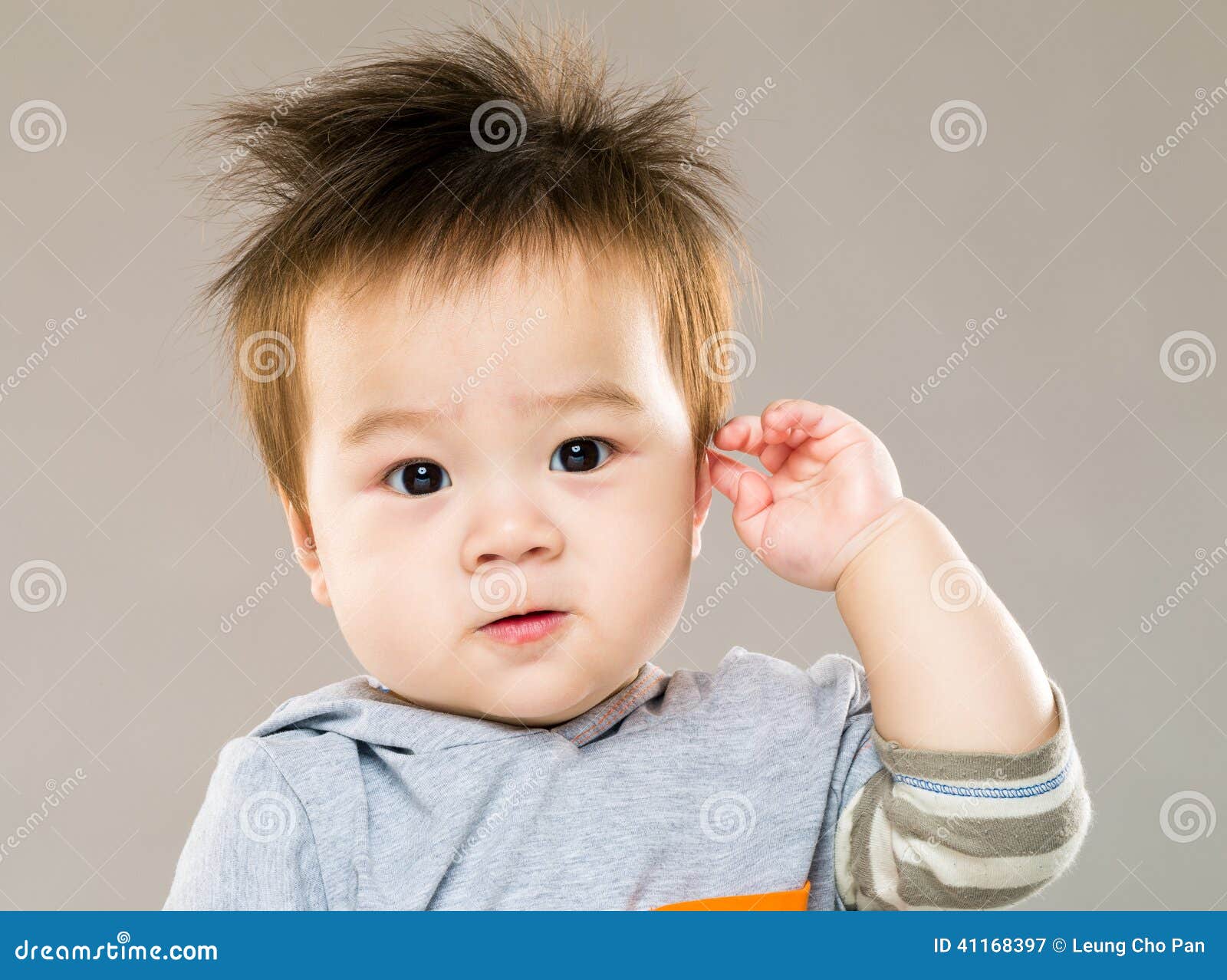 Cute baby boy salute stock image. Image of person, hair - 41168397