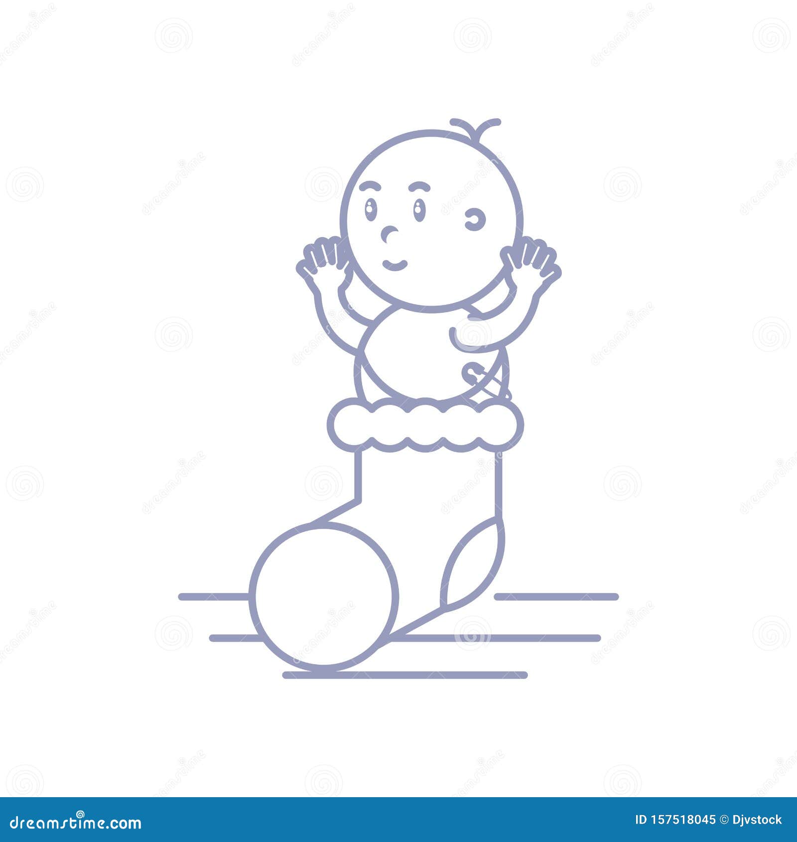 Cute baby boy in sock stock illustration. Illustration of childhood ...