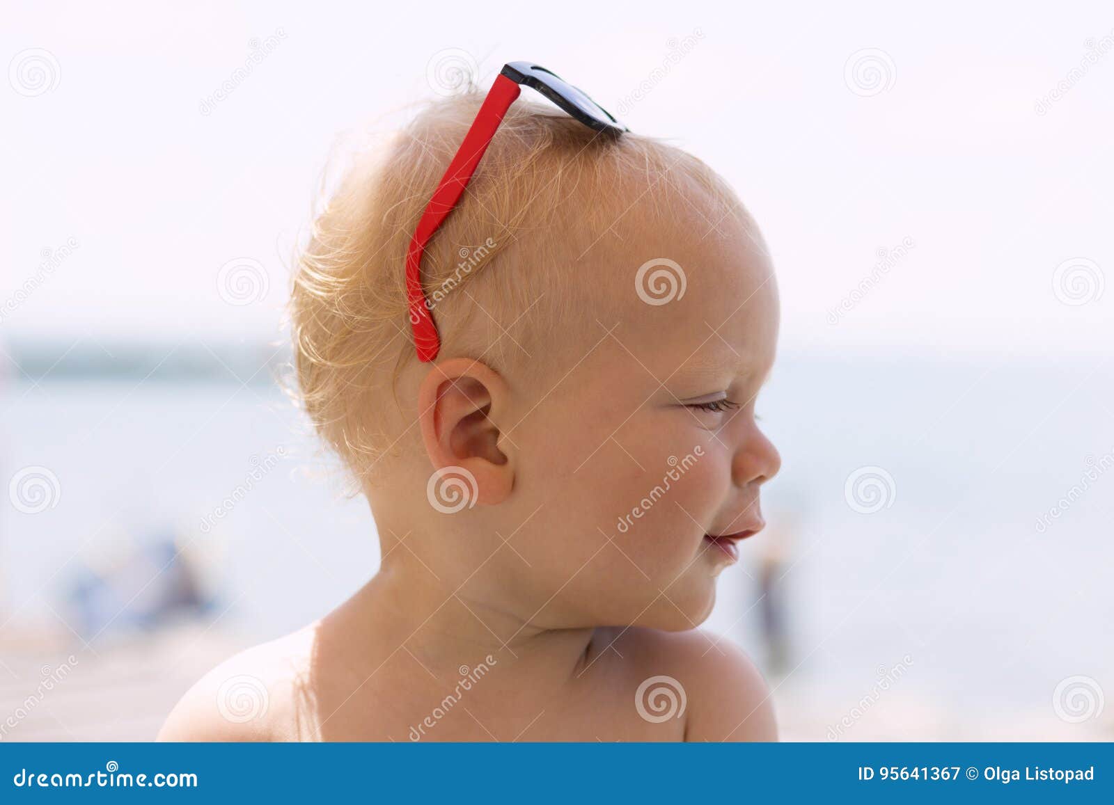 Cute Baby Boy with Sunglasses on His Head. Stock Image Image of