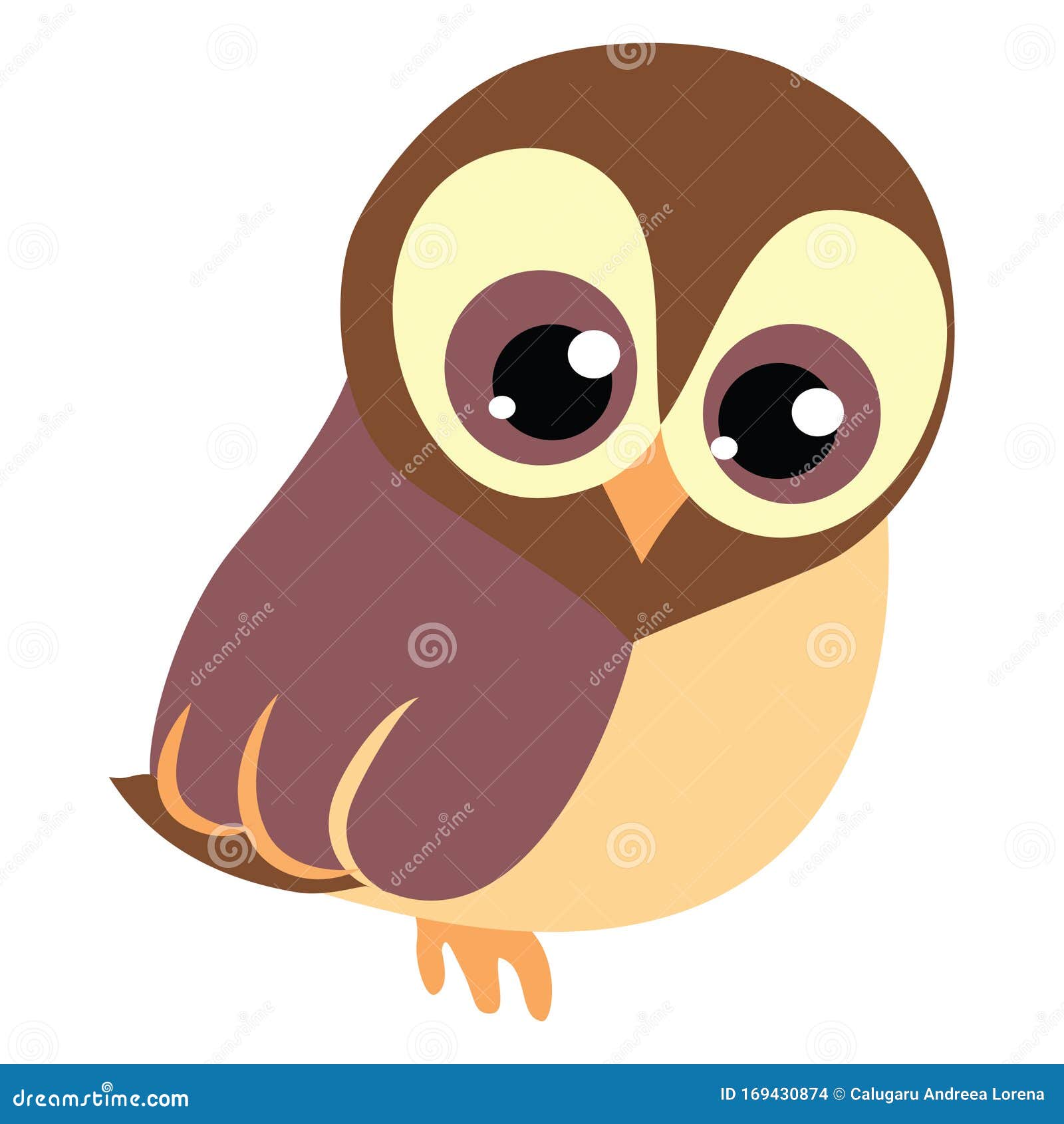 Cute Baby Brawn Owl with Big Eyes Stock Vector - Illustration of child,  comic: 169430874