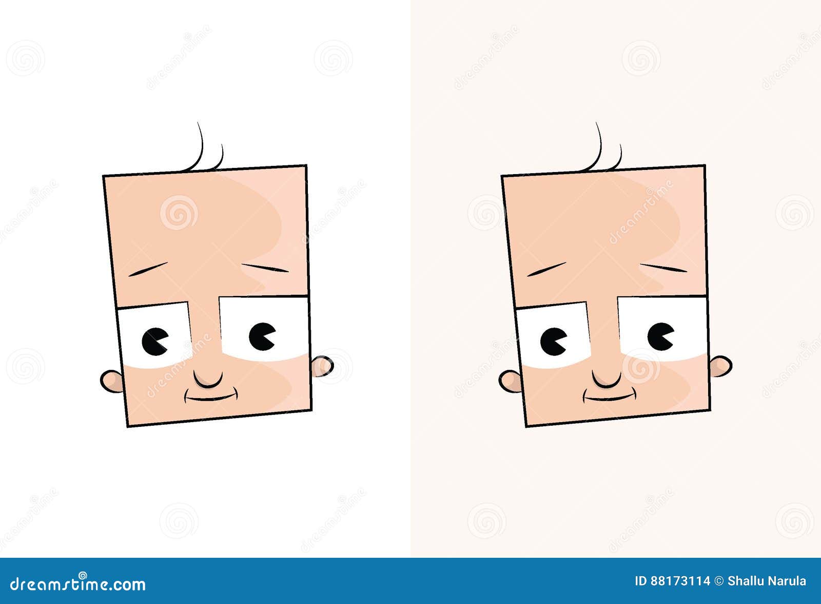 Cute Baby Cartoon Square Face. Stock Illustration - Illustration of pink,  expressions: 88173114