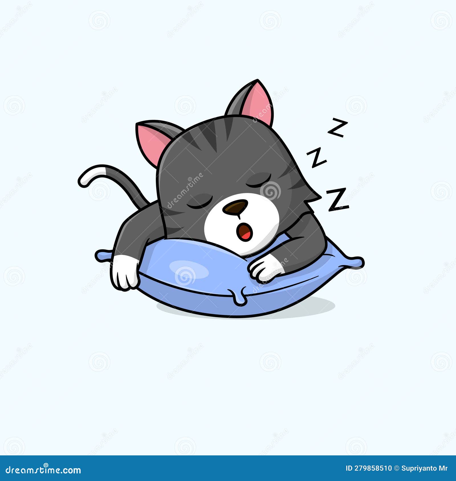 Cute Cat Playing On Pillow Cartoon Vector Icon Illustration