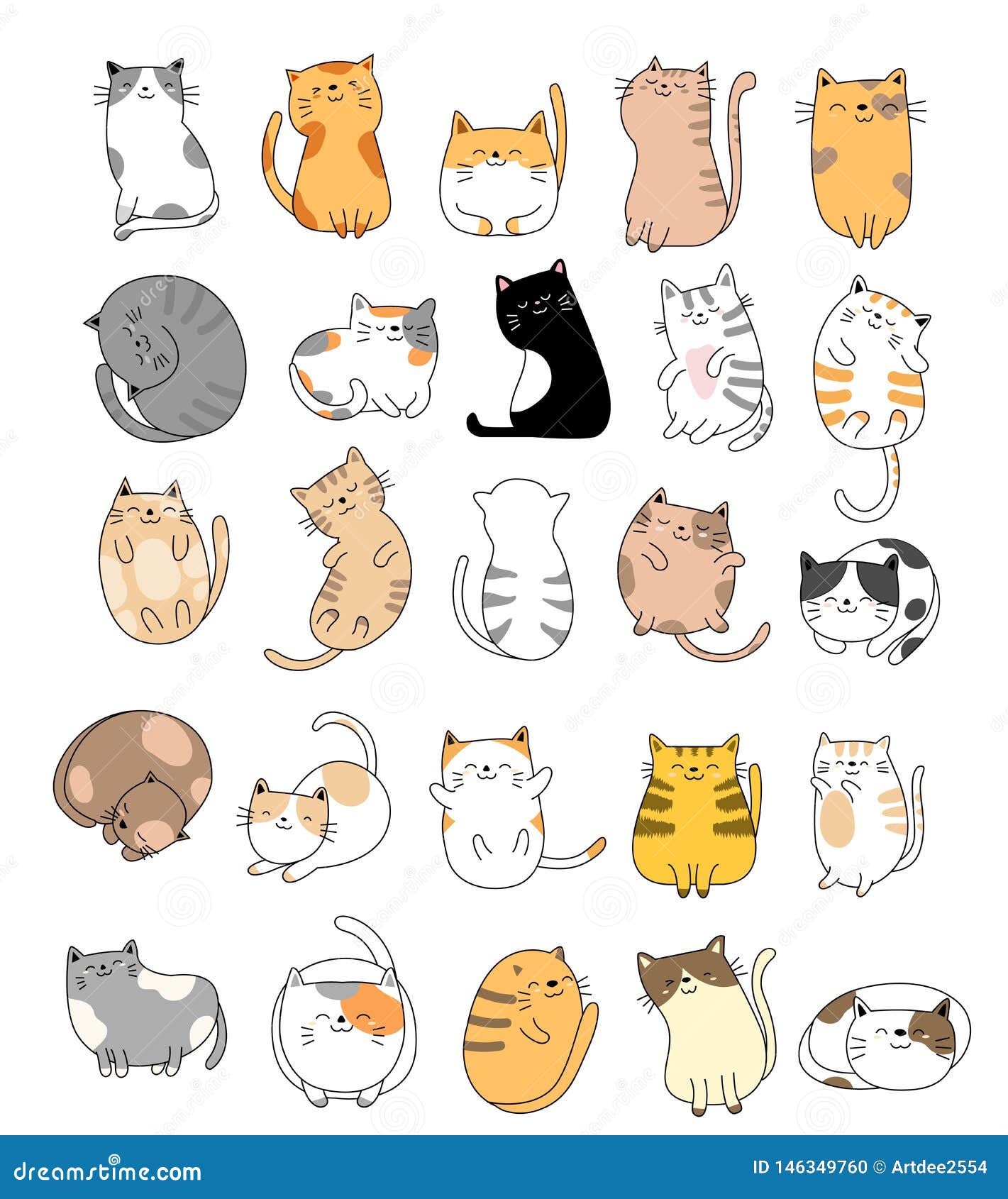 cute baby cats cartoon hand drawn style,for printing,card, t shirt,banner,product.