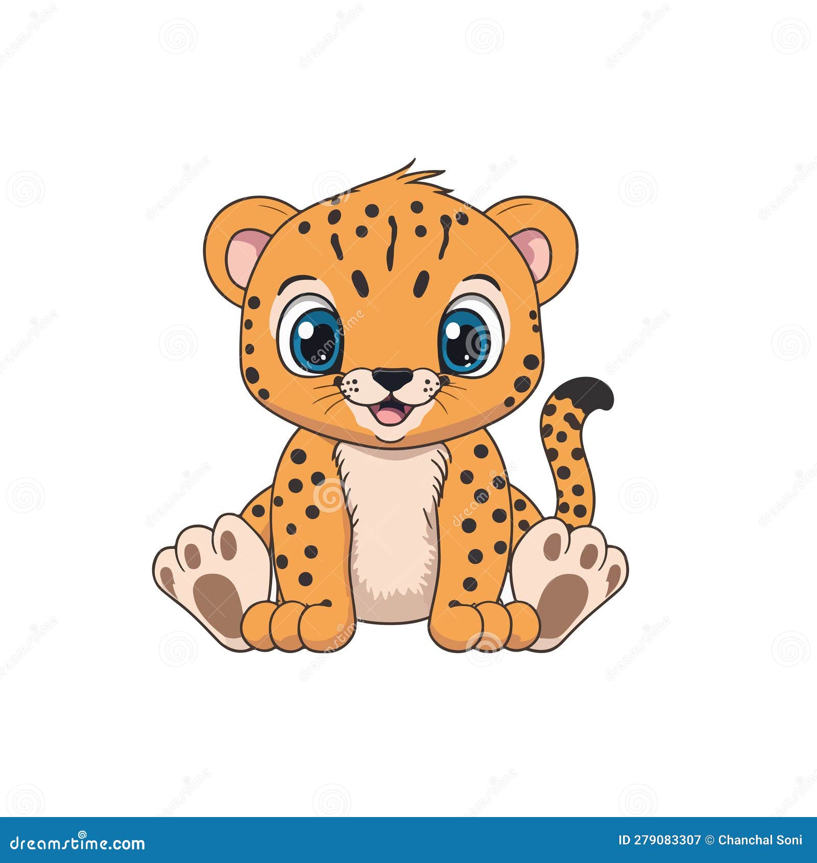 Cute baby cheetah cartoon stock illustration. Illustration of predator ...