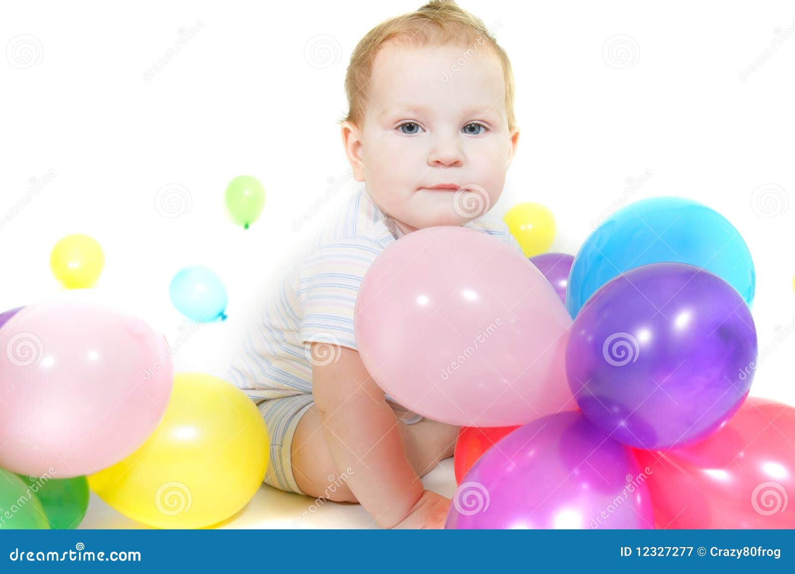 Cute Baby with Colorful Balloons Stock Image - Image of caucasian, baby ...