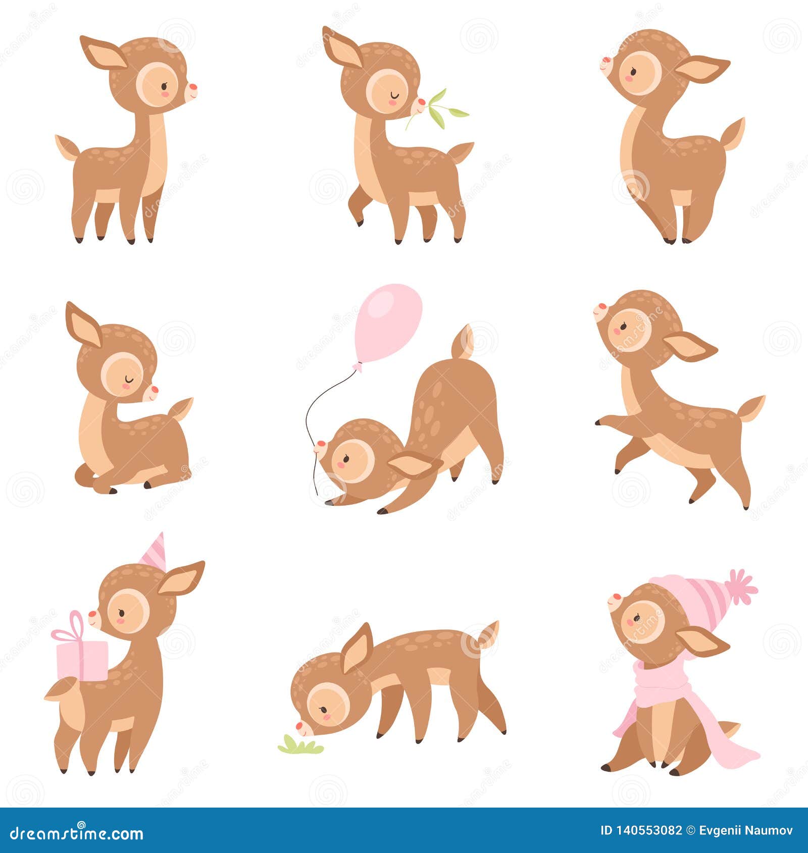 Download Cute Baby Deer, Adorable Brown Forest Animal In Different ...