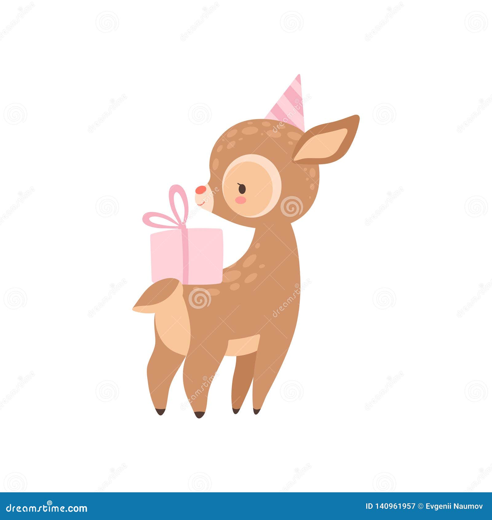 Download Cute Baby Deer With Pink Gift Box, Adorable Forest Fawn ...