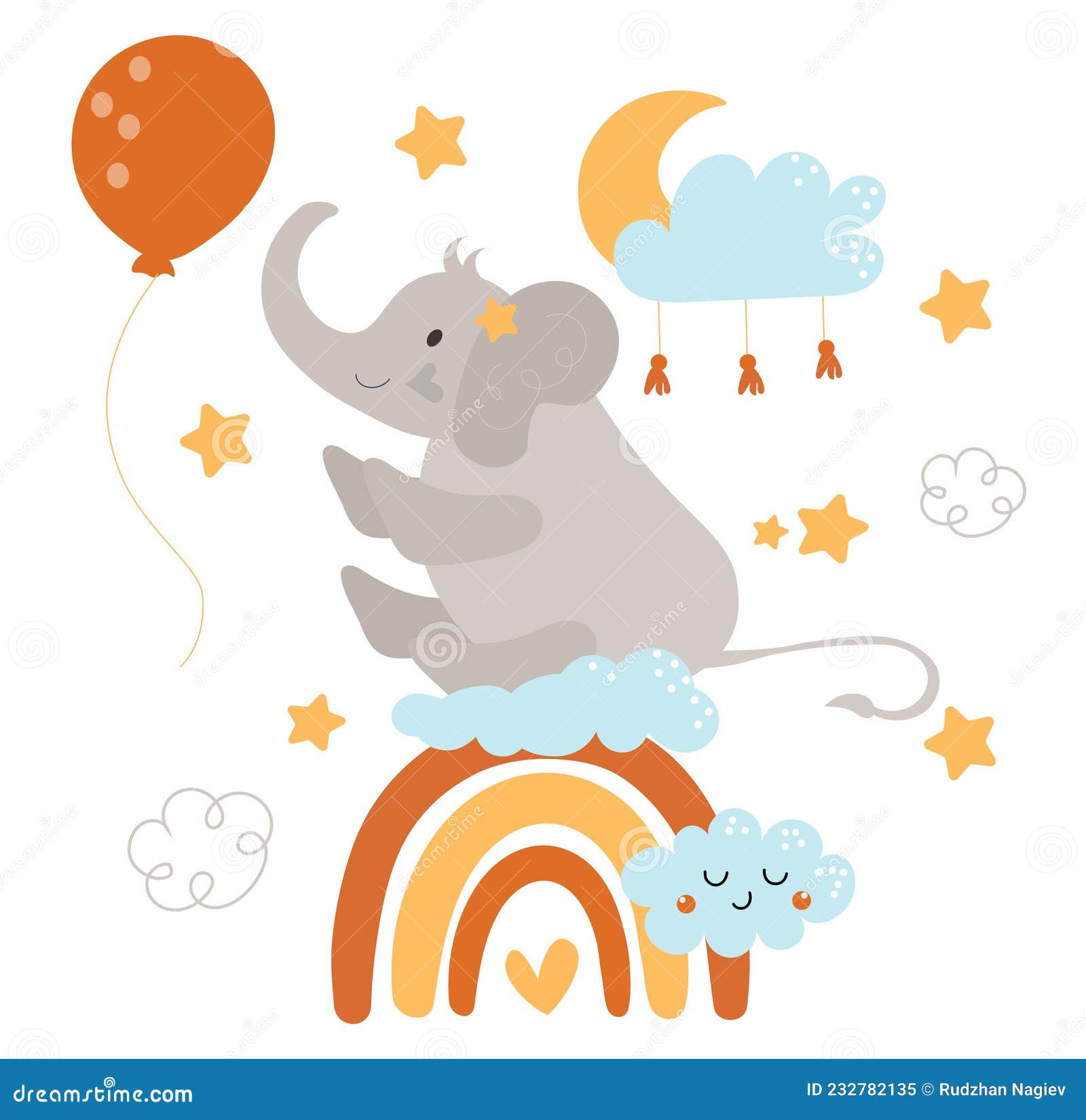 Cute baby elephant concept stock vector. Illustration of animal - 232782135