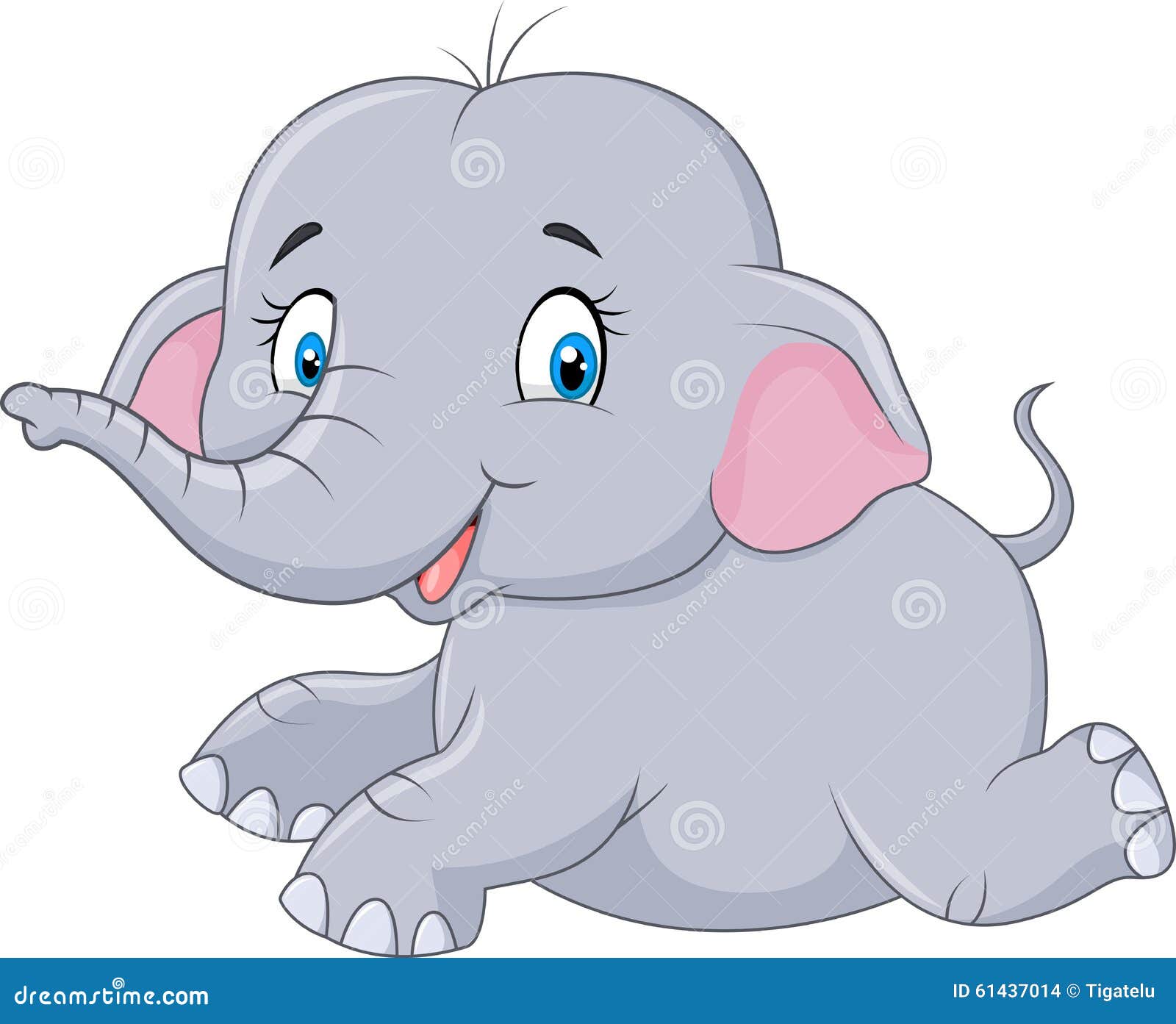 Cute Baby Elephant Sitting Isolated On White Background Stock Vector Illustration of tale