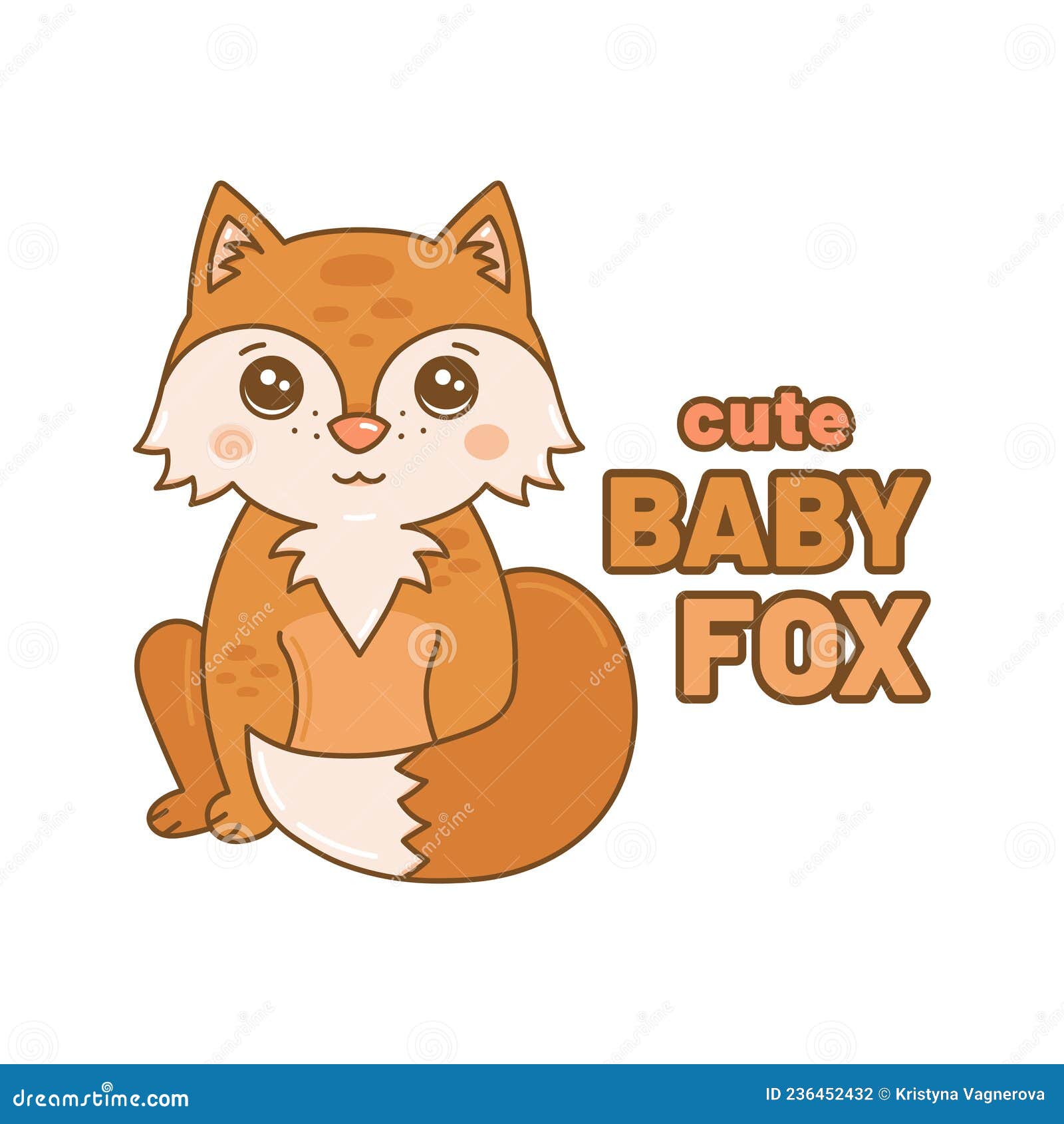 Cute Baby Fox Animal Vector Illustration Drawing Stock Vector