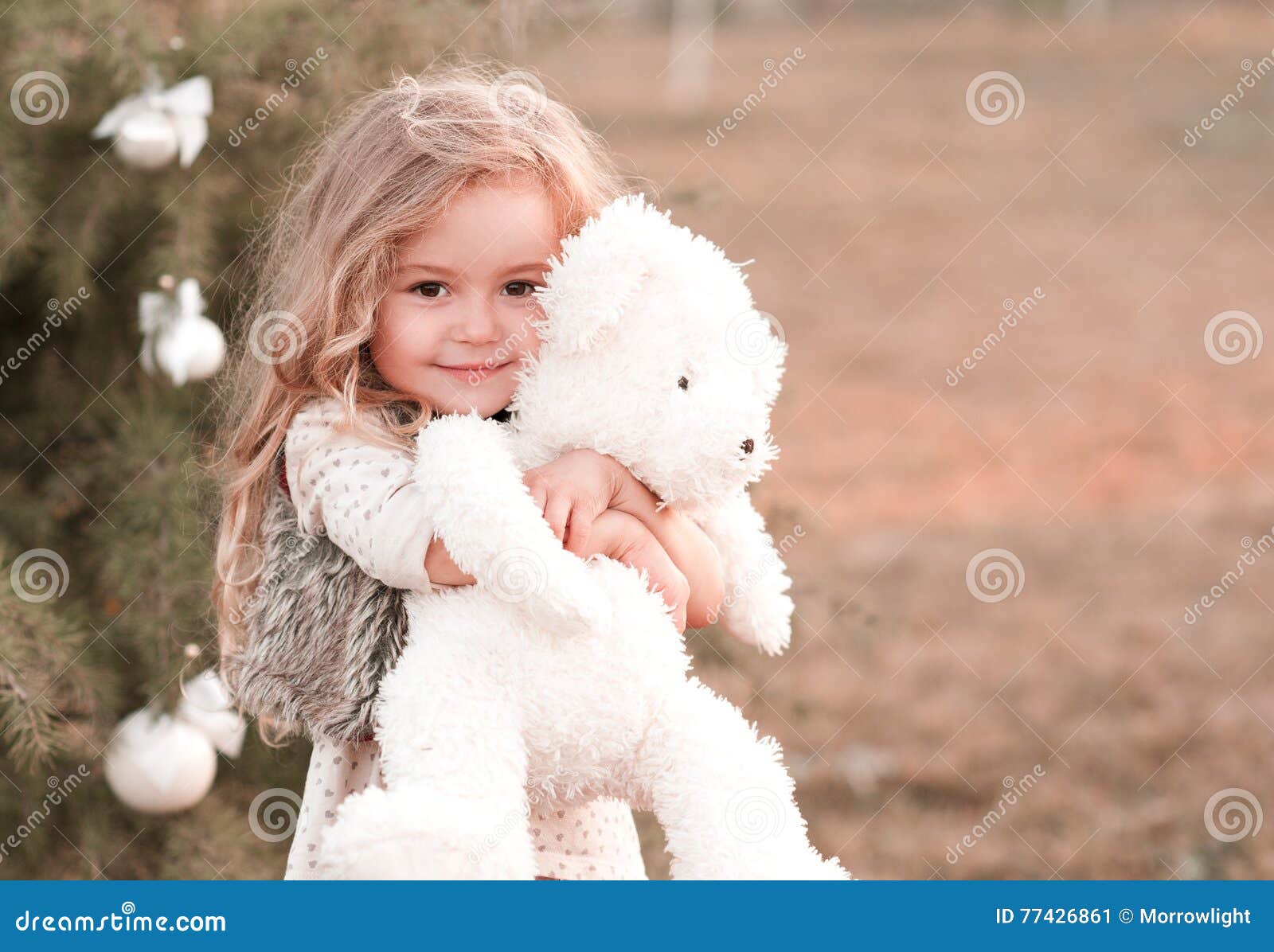 Cute Baby Girl Holding Bear Toy Stock Image - Image of enjoyment ...