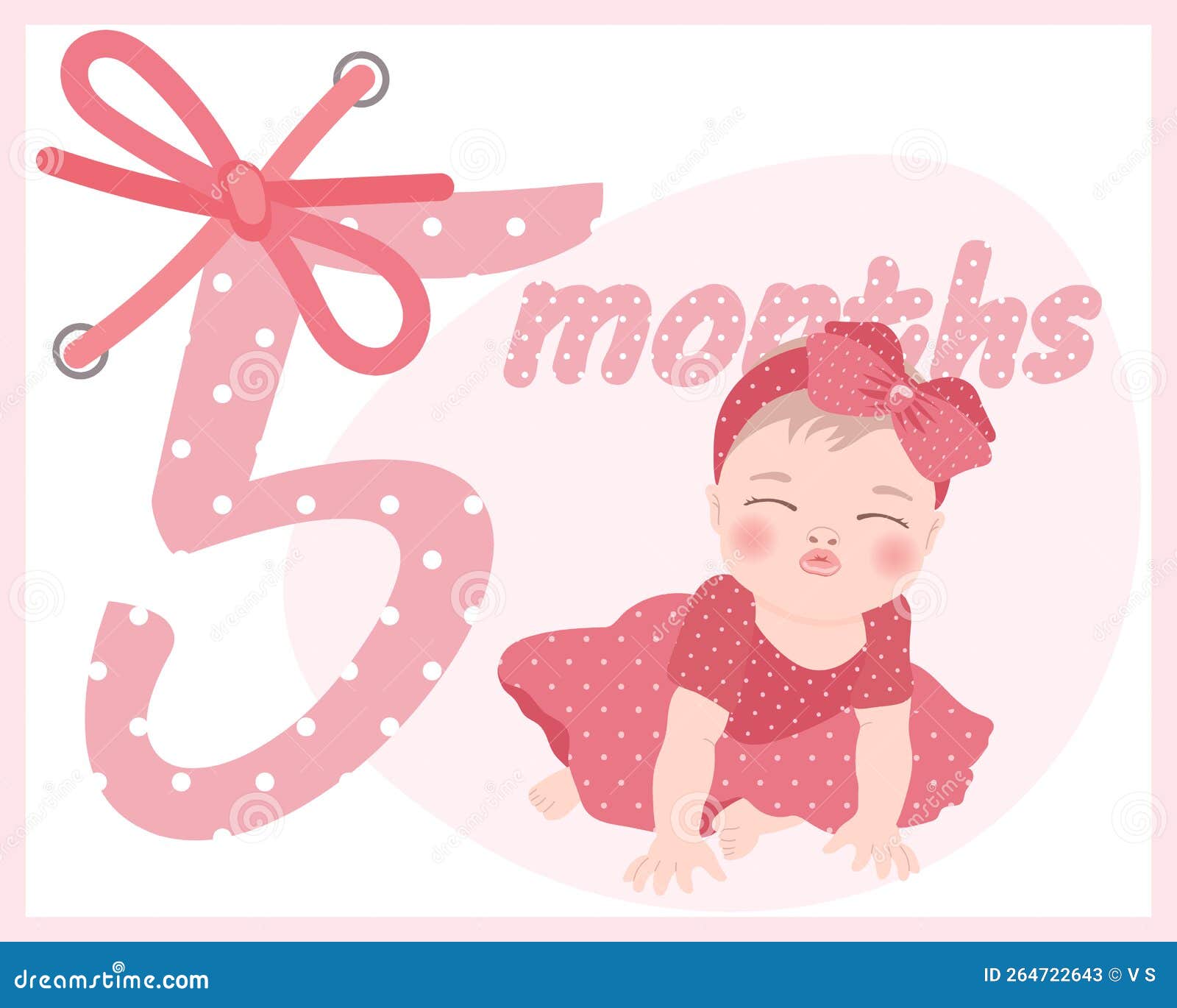 Cute Baby Girl in a Pink Dress with a Bow, Card for Kids Birthday ...