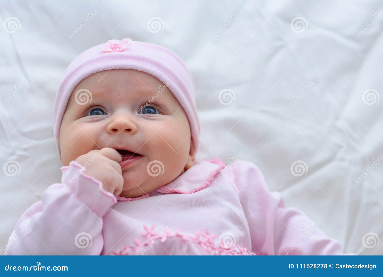 Cute Baby Girl Portrait. Sweet Little Girl All Dressed in Pink ...