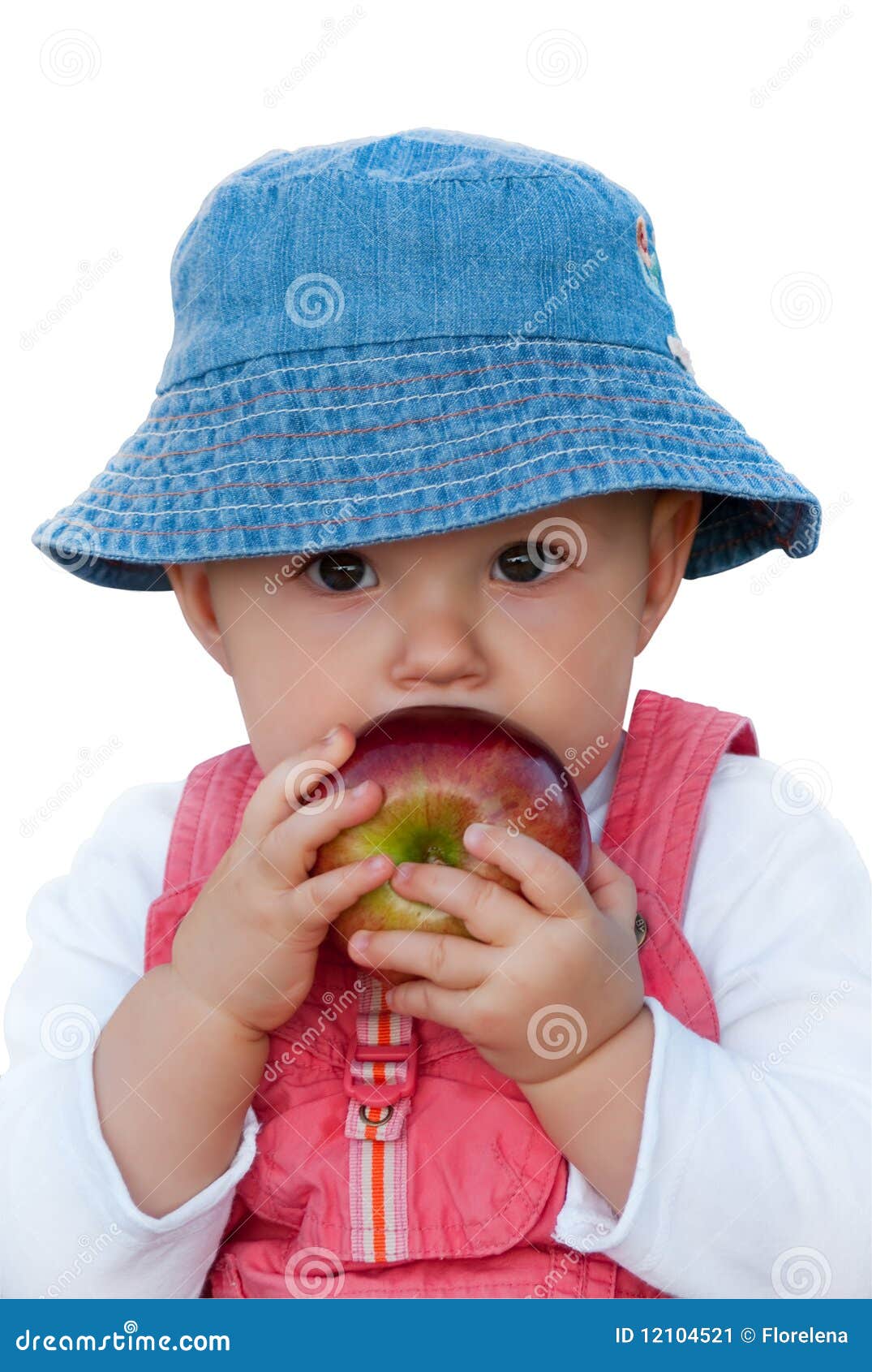 Cute Baby Girl with Red Apple Stock Image Image of child, infant