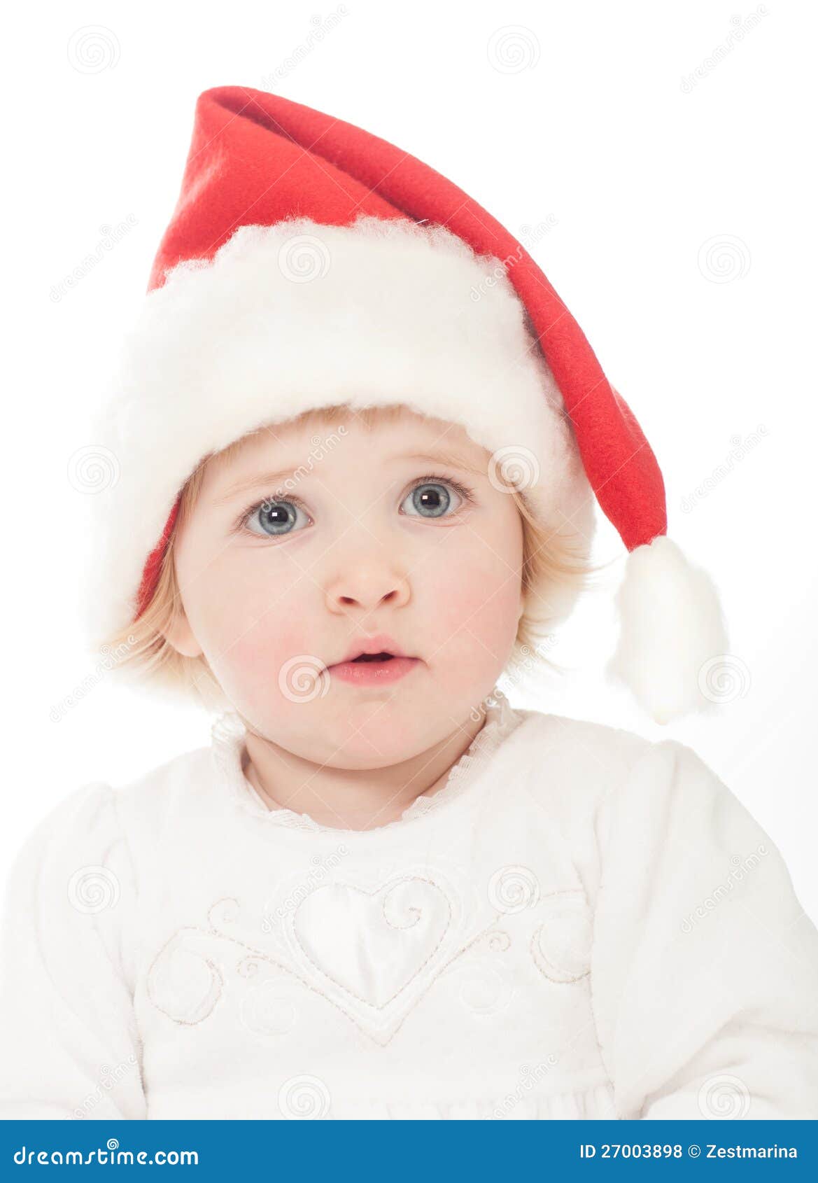 Cute Baby Girl In Santa's Hat Stock Photo - Image of dress, cute: 27003898