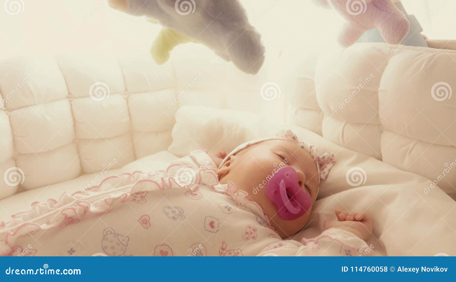 Cute Baby Girl Sleeping in Her Cot Stock Footage Video of baby