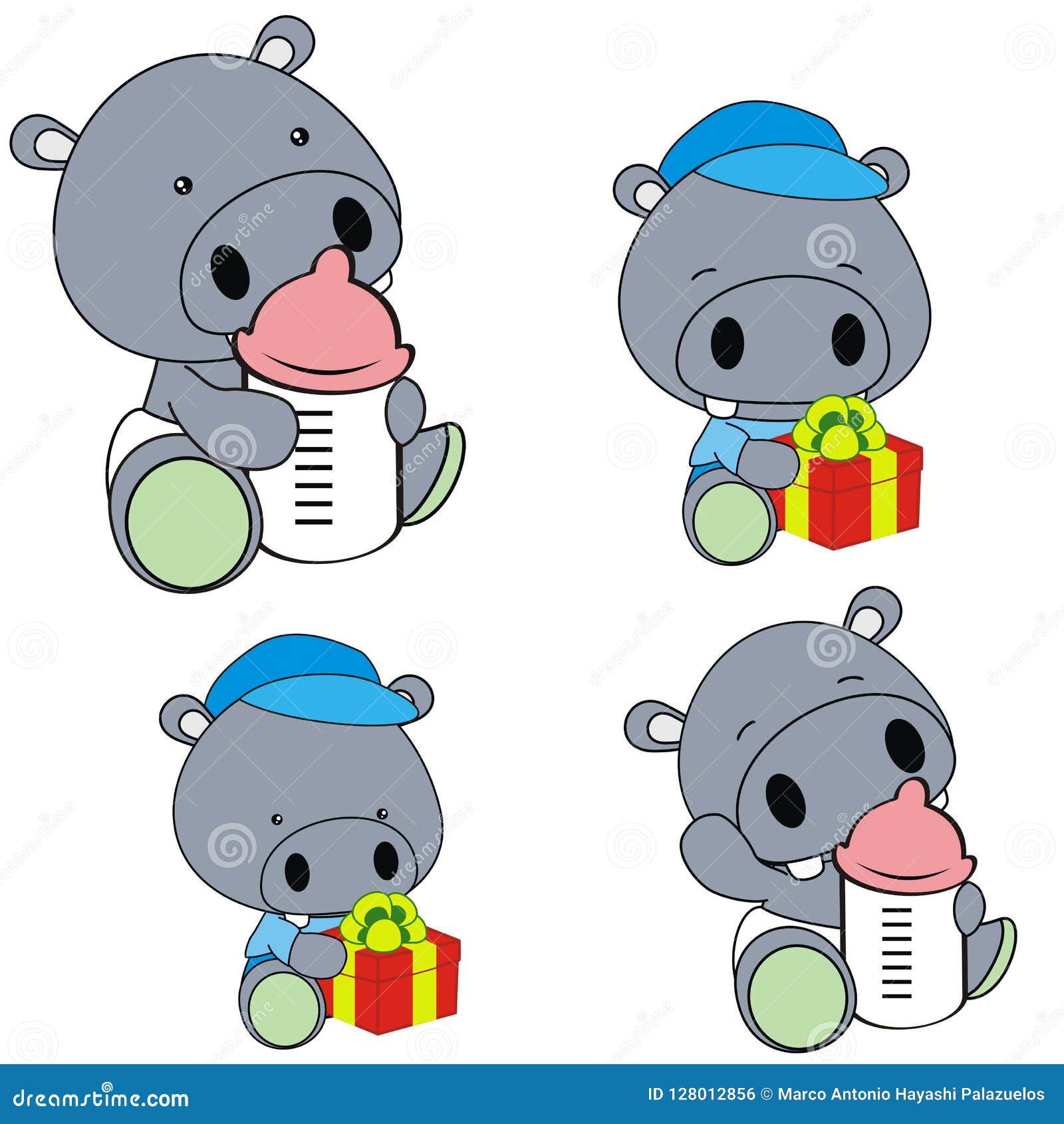 Cute Baby Hippo Cartoon Feeding Bottle Collection Stock Vector Illustration Of Healthy Young Cute Baby Hippo Cartoon Feeding Bottle Collection Stock Vector Illustration Of Healthy Young