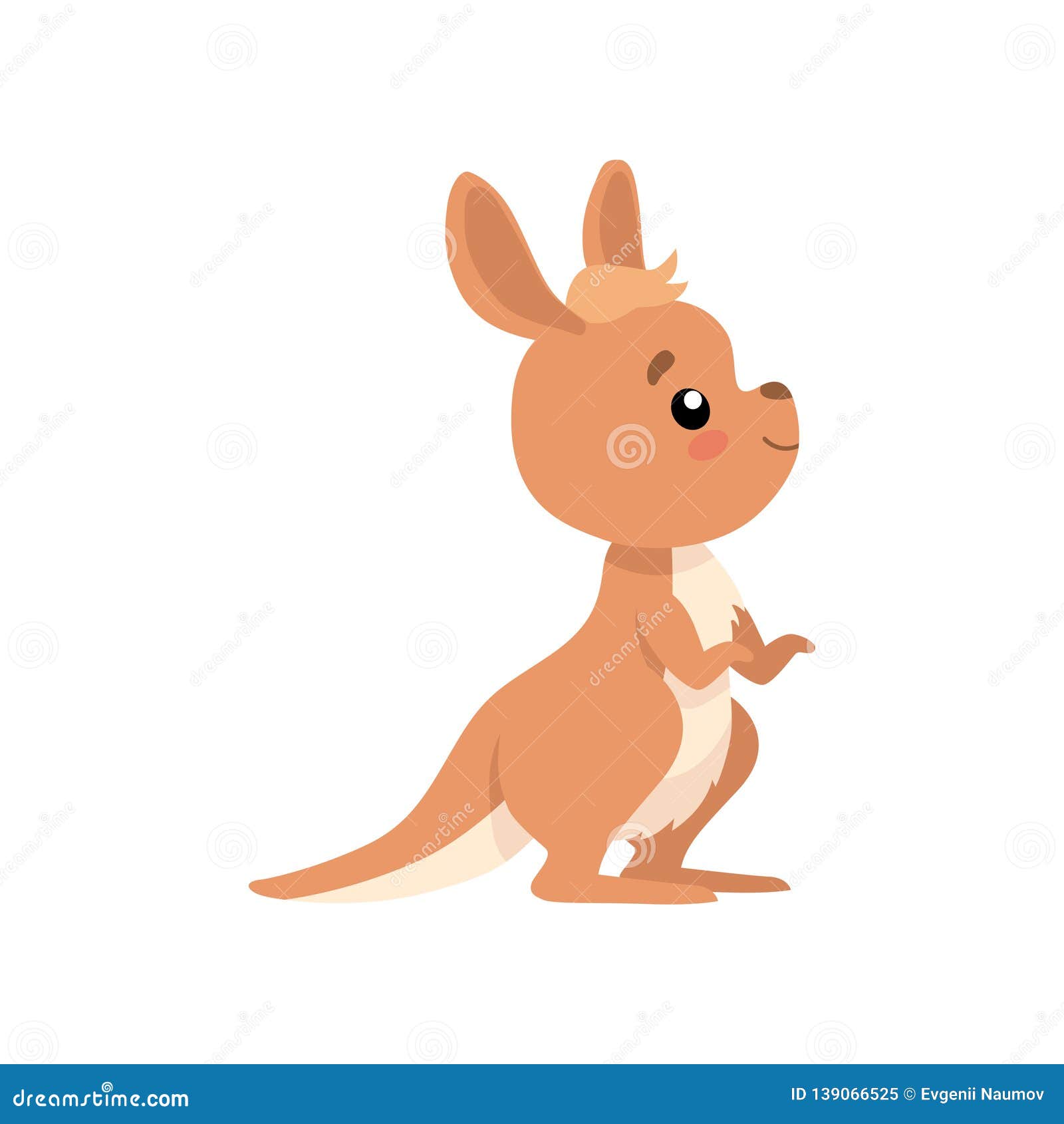 Cute Baby Kangaroo, Brown Wallaby Australian Animal Character Vector  Illustration Stock Vector - Illustration of cute, happiness: 139066525