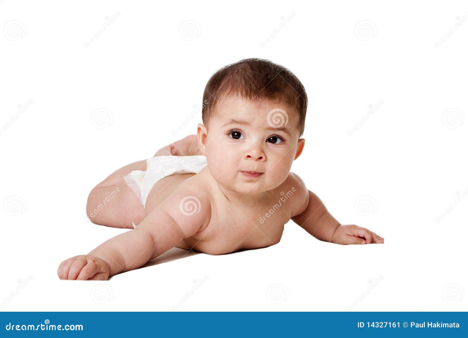 Cute baby laying on belly. stock image. Image of male 14327161