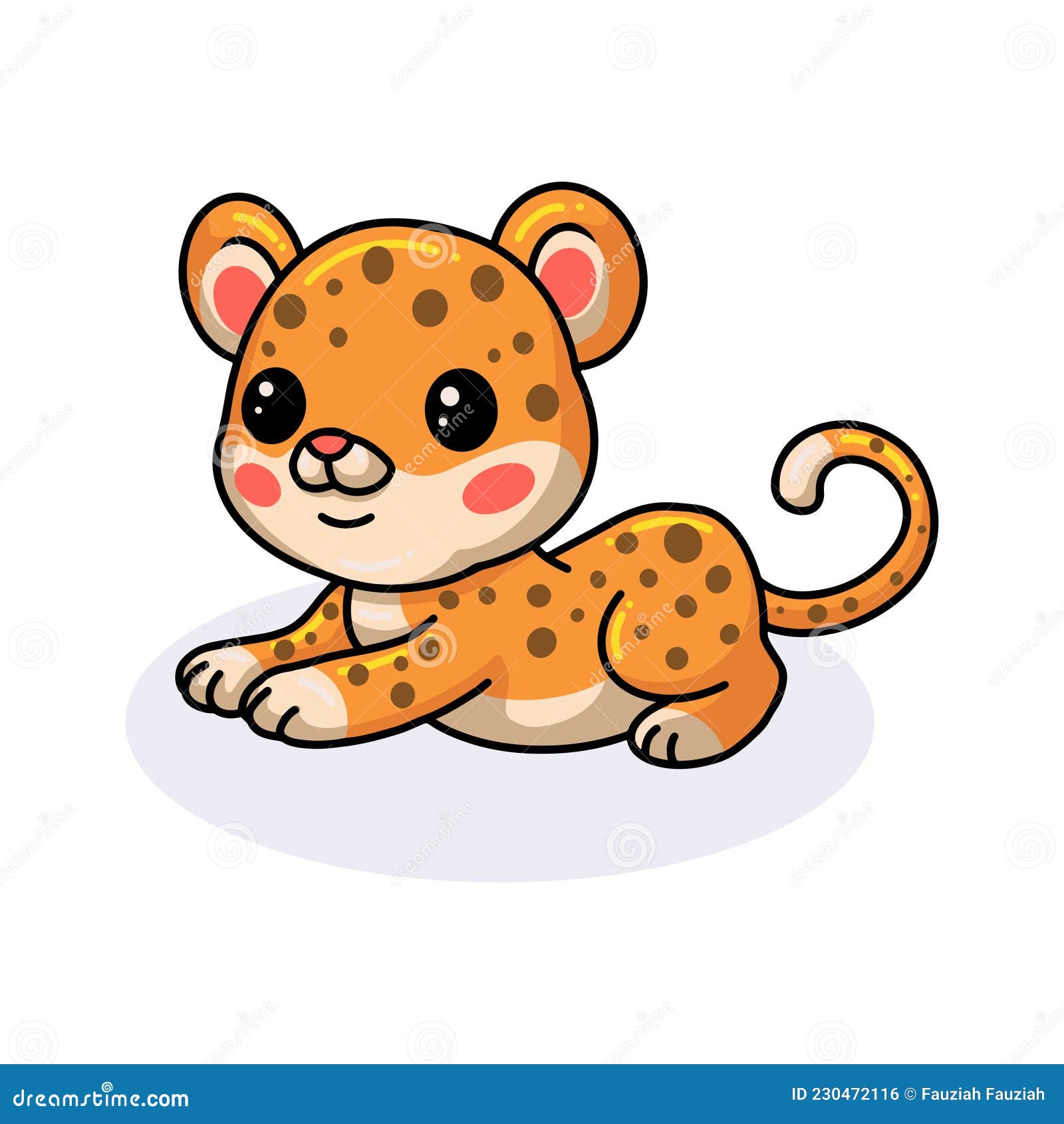Cute Baby Leopard Cartoon Lying Down Stock Vector - Illustration of ...
