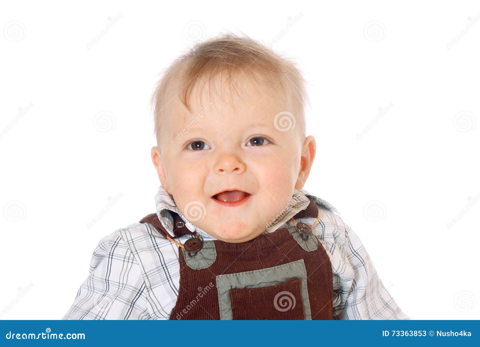 Cute Baby Looking at Camera Stock Image - Image of jumpsuite, closeup ...