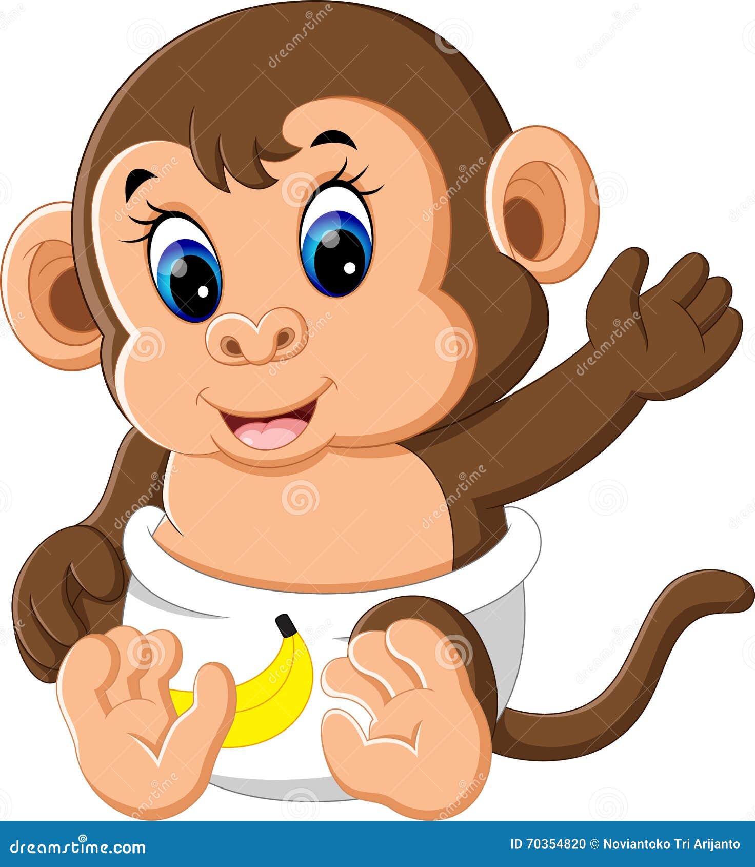 Cute Baby Monkey Cartoon Illustration Megapixl