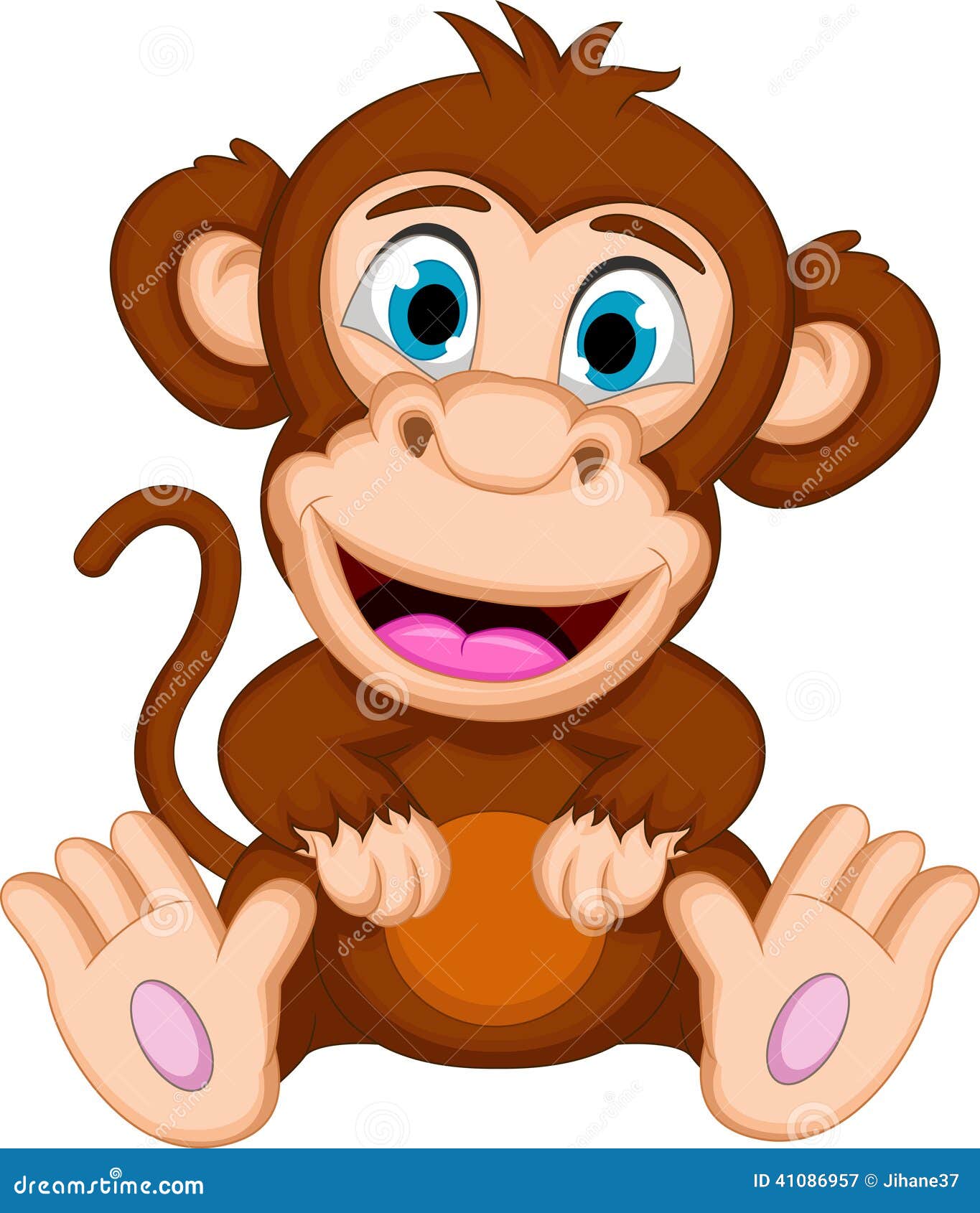 Cute Baby Monkey Cartoon Sitting Illustration Megapixl