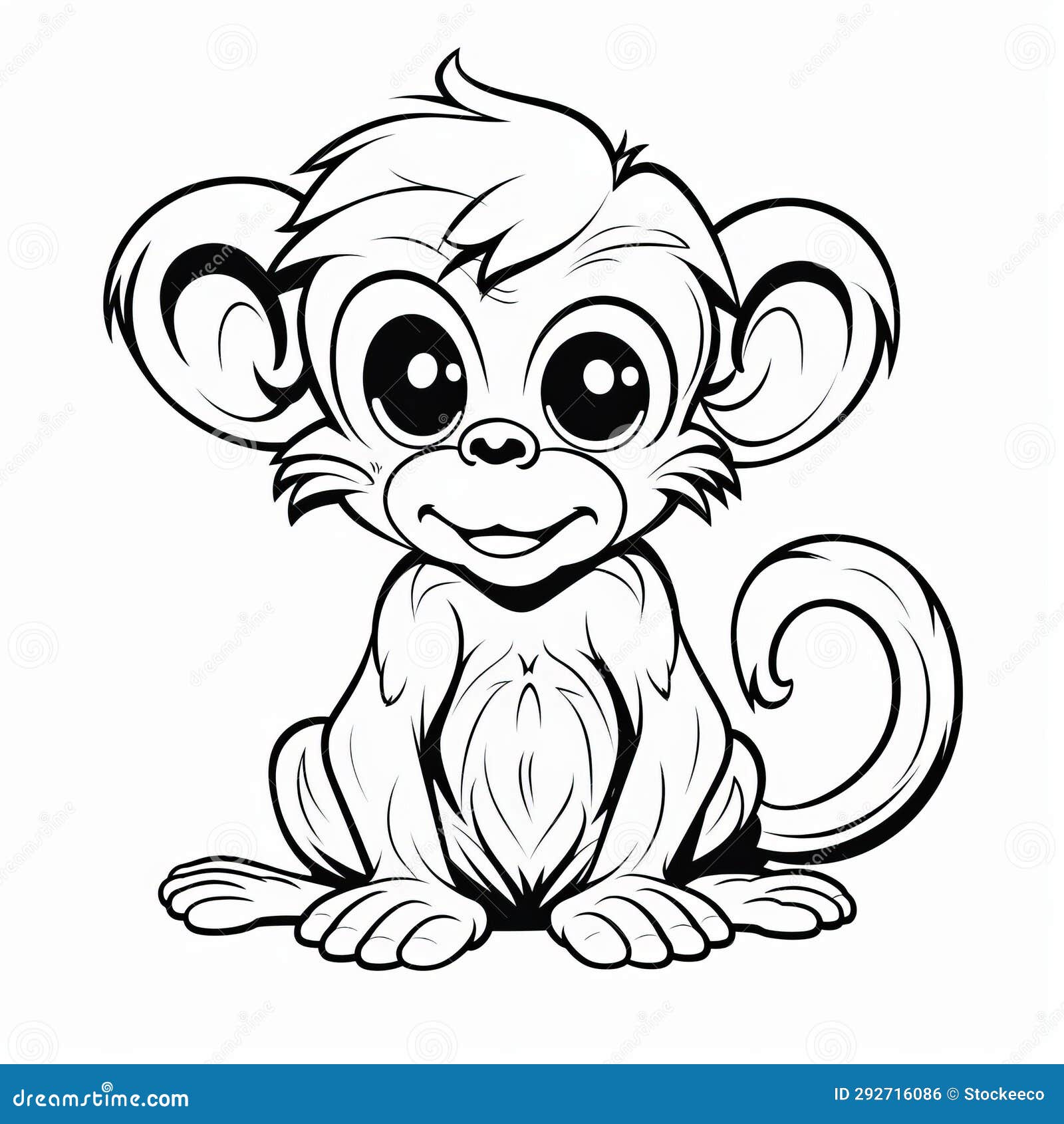 Cute Baby Monkey Coloring Pages: Free Animal Drawings in Shiny Eyes