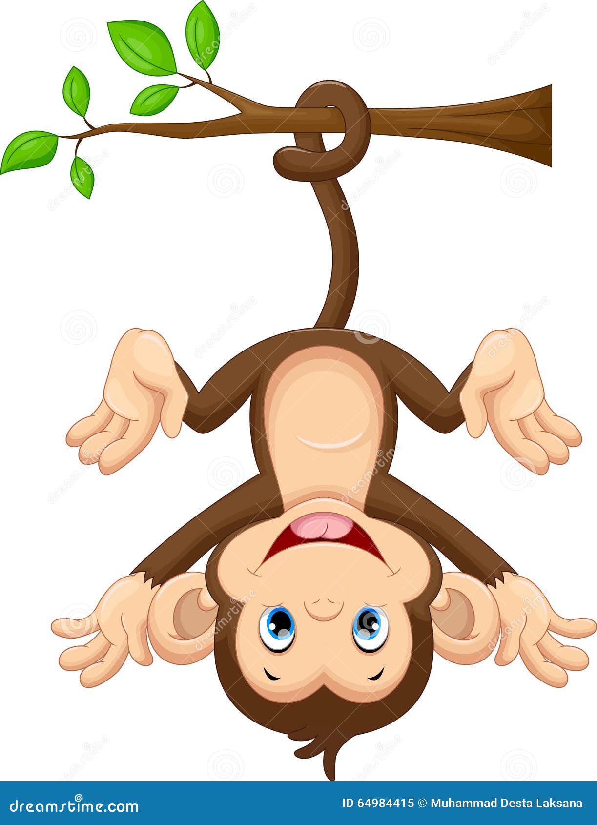 cute baby monkey hanging on tree