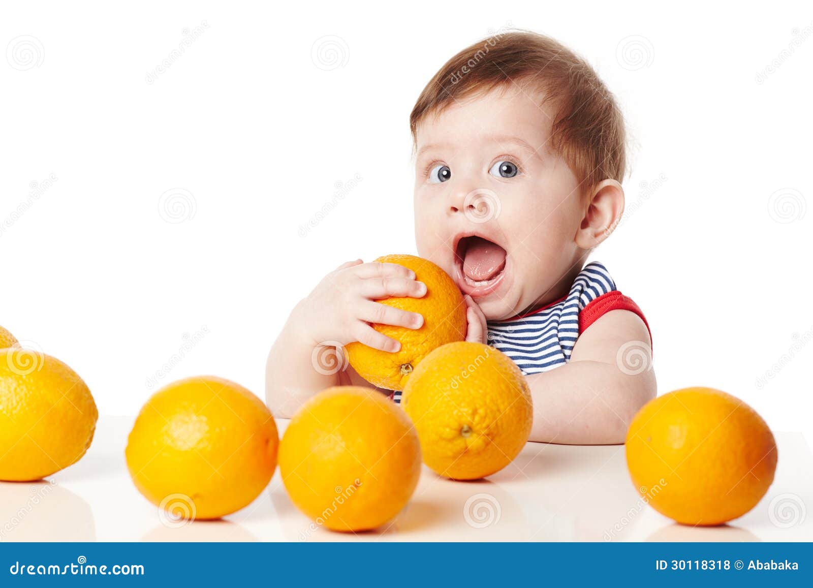 Cute baby with orange stock photo. Image of hungry, food 30118318