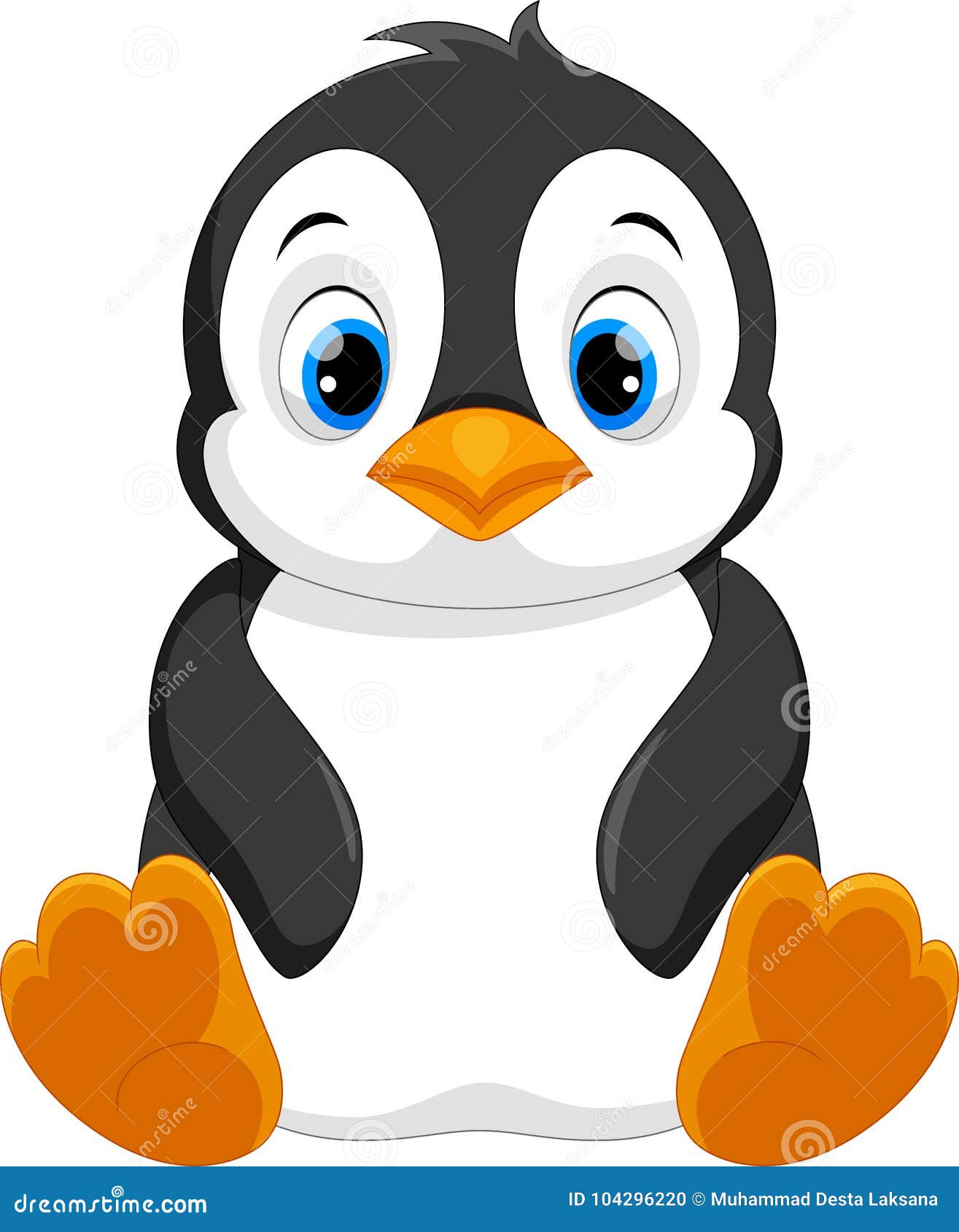 cute baby penguin cartoon sitting