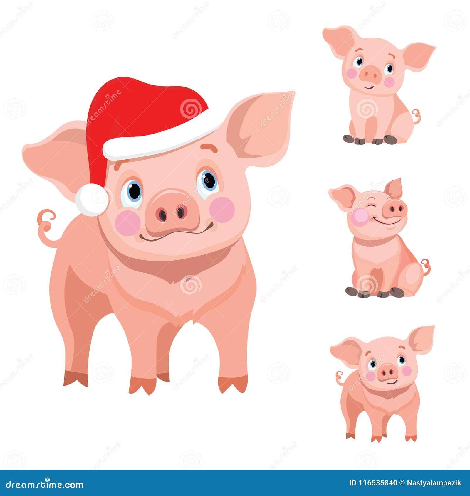 Set of Cute Baby Pig Cartoon Stock Vector - Illustration of farm, comic:  116535840