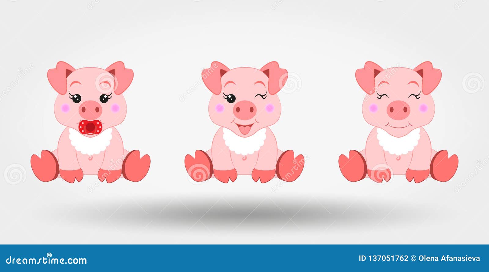 Download Cute Baby Pigs In Bib. Icon. Vector Illustration. Flat ...