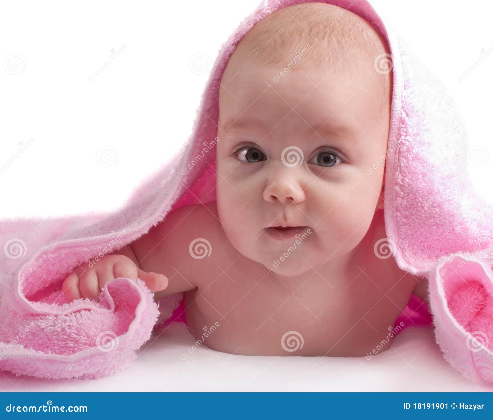 Cute Baby With Pink Towel Stock Image Image 18191901