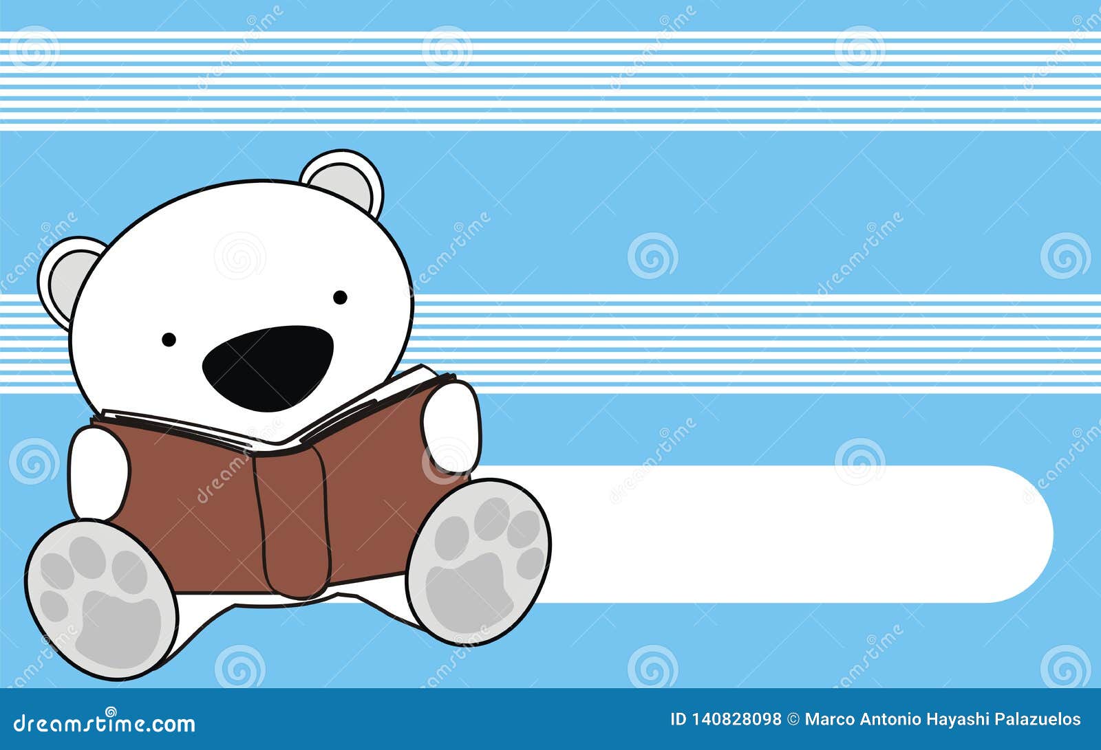 Download Cute Baby Polar Bear Reading Kawaii Cartoon Stock Vector - Illustration of little, wallpaper ...