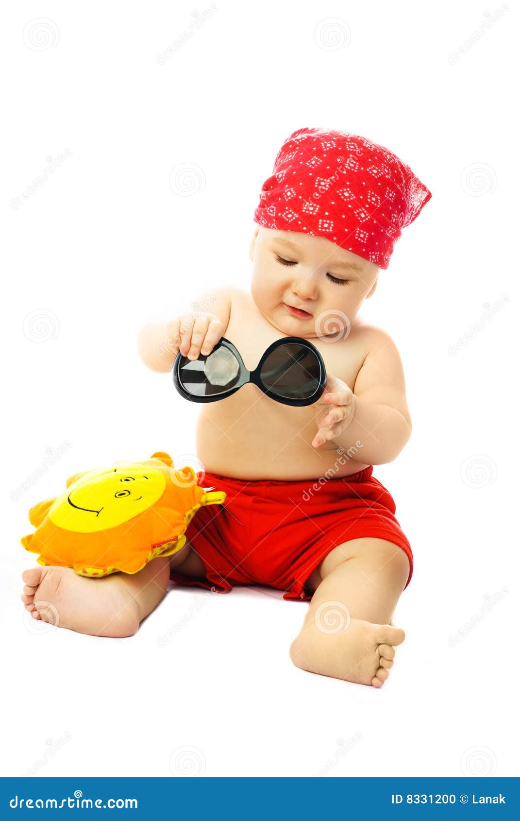 Cute Baby Putting on Sunglasses Stock Photo Image of cute, parenting
