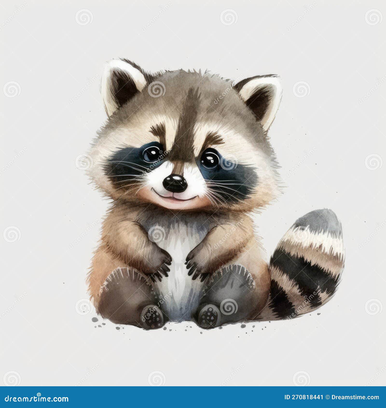 Cute Baby Raccoon Clip Art on White Background Generative AI Stock  Illustration - Illustration of face, animal: 270818441