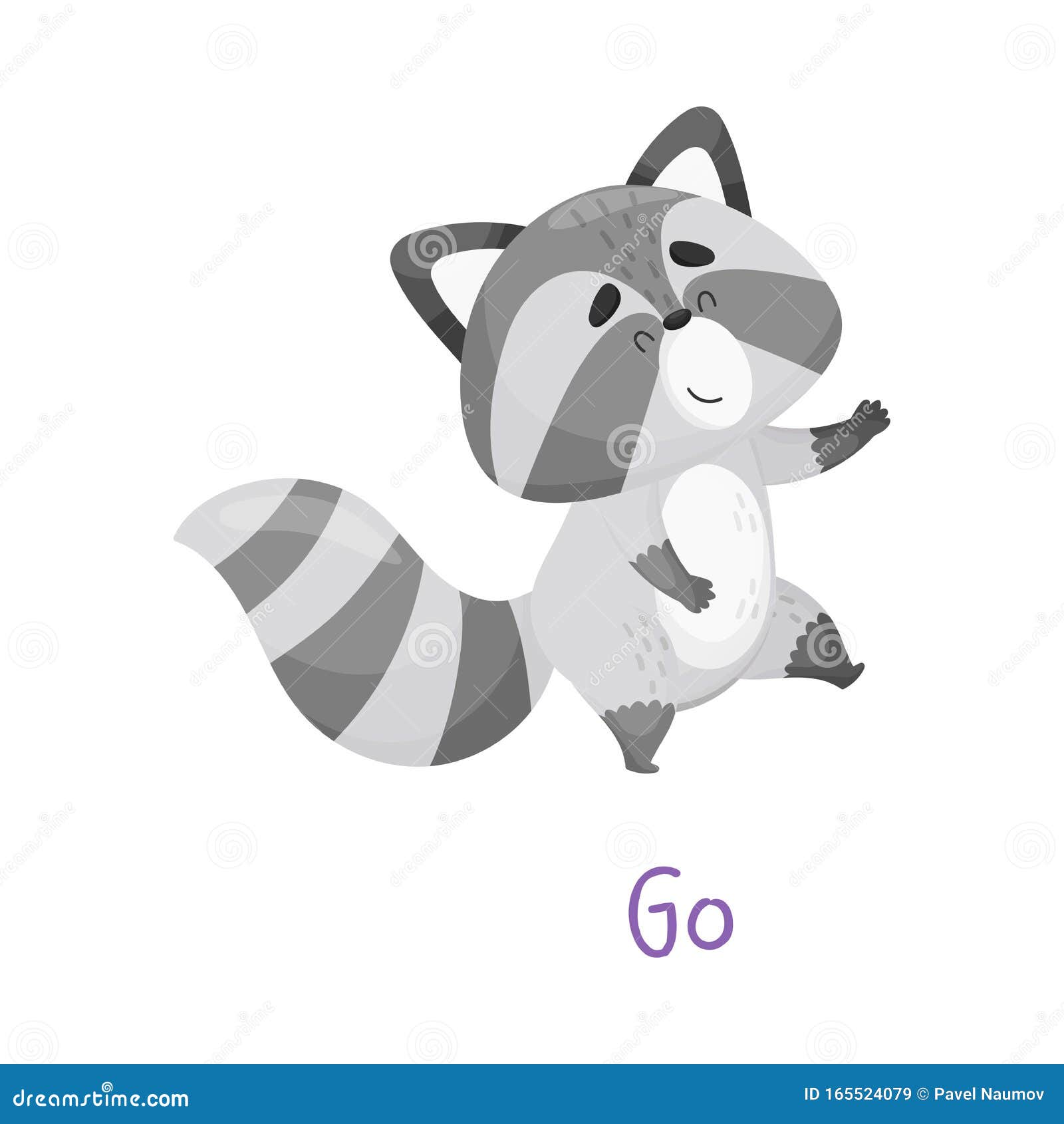 Download Cute Baby Raccoon Walking With Handwritten Inscription Go ...