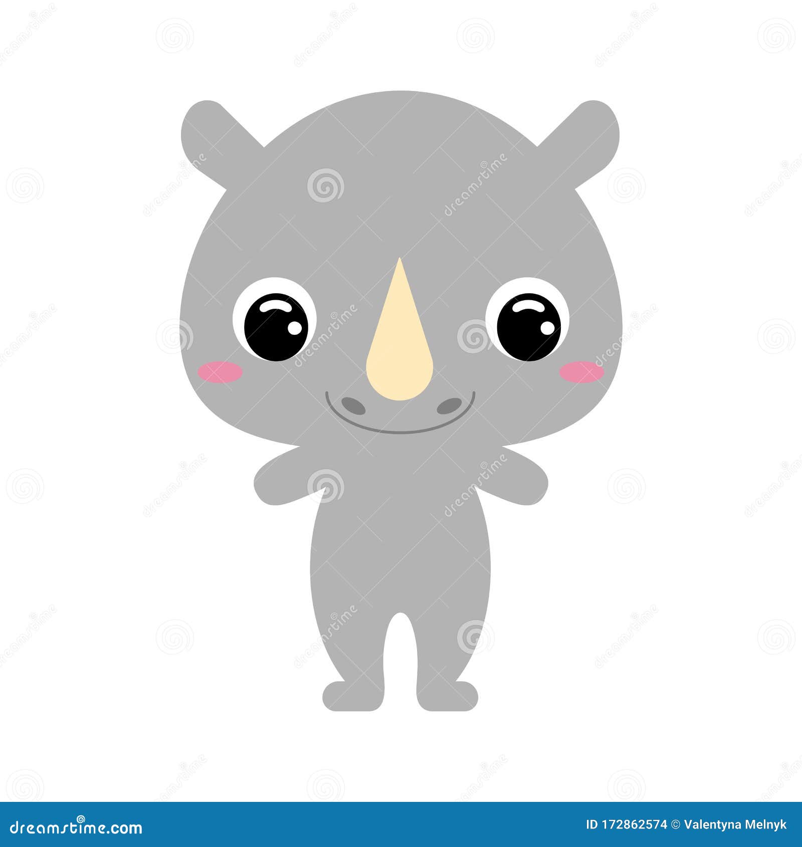 Download Cute Baby Rhinoceros. African Animal. Flat Vector Stock ...