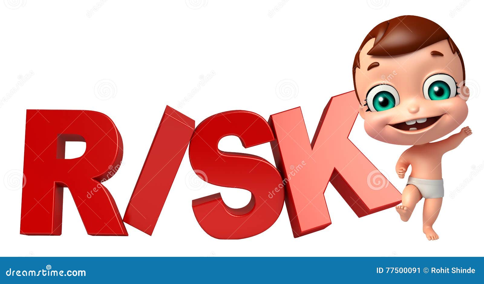 Cute baby with Risk sign stock illustration. Illustration of study