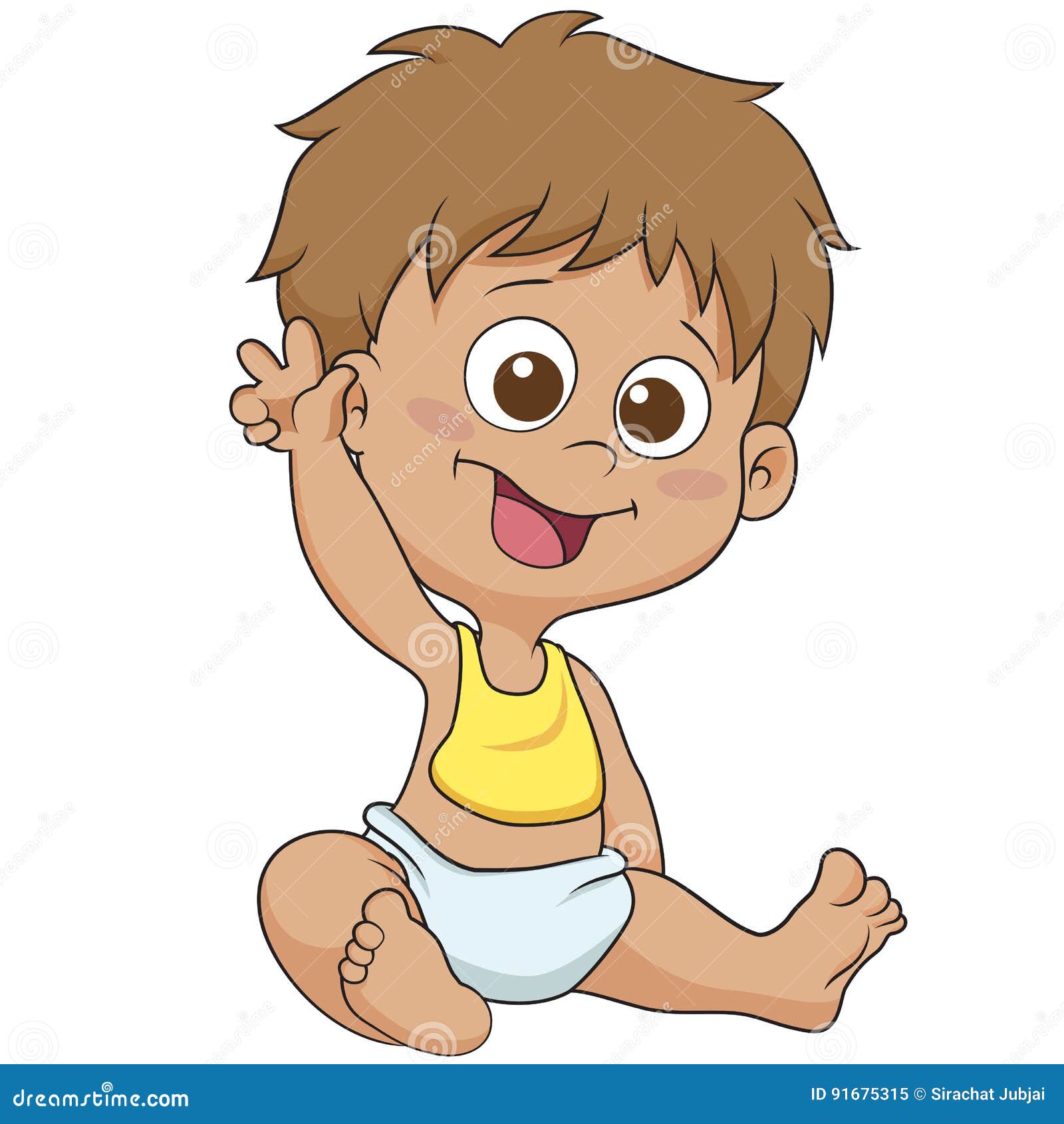 Cute baby say bye bye. stock vector. Illustration of vector - 91675315