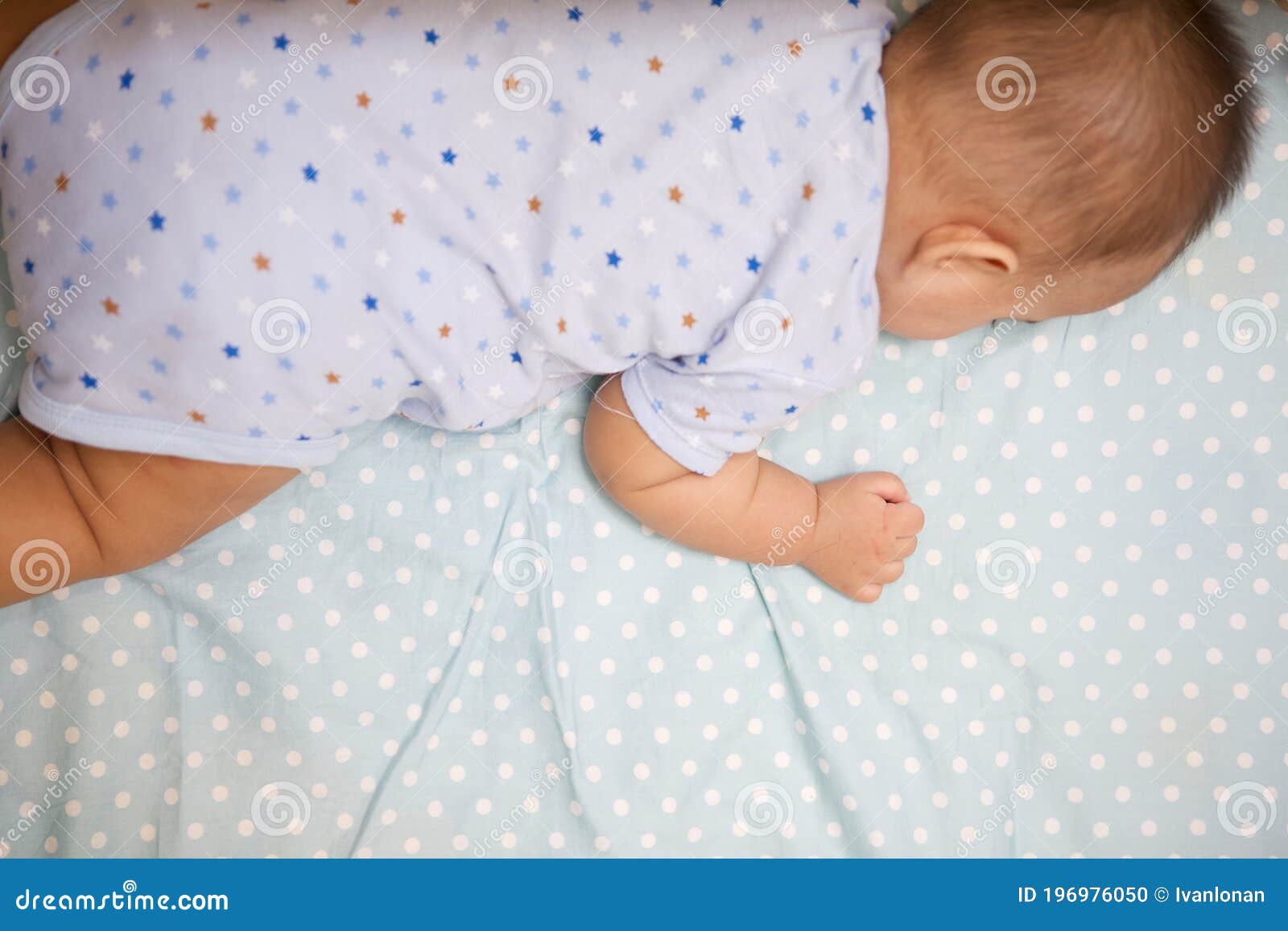 Cute Baby Sleeping Laying Prone Stock Photo Image of face