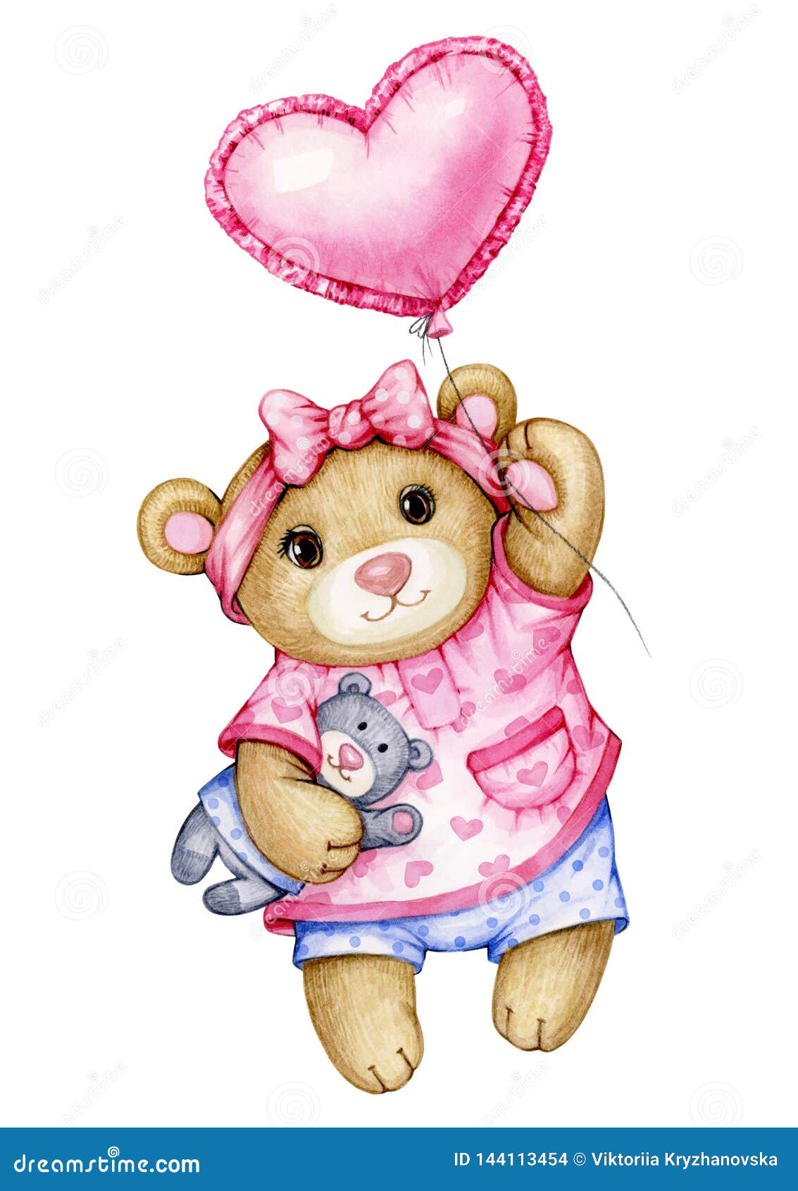 Cute Baby Teddy Bear Cartoon with Balloon. Stock Photo - Image of hanging,  cartoon: 144113454